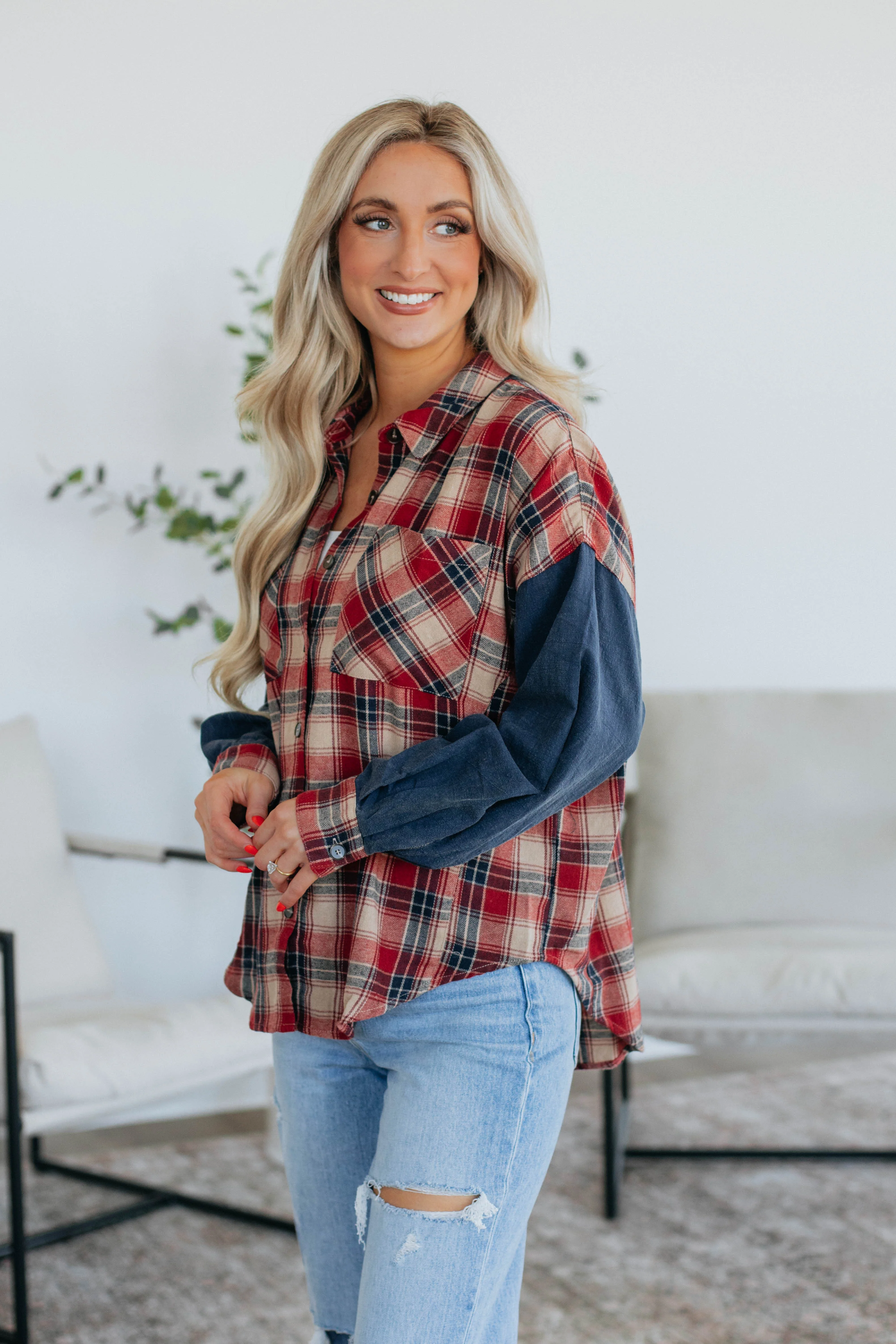 Tanner Flannel Top - Red Mix