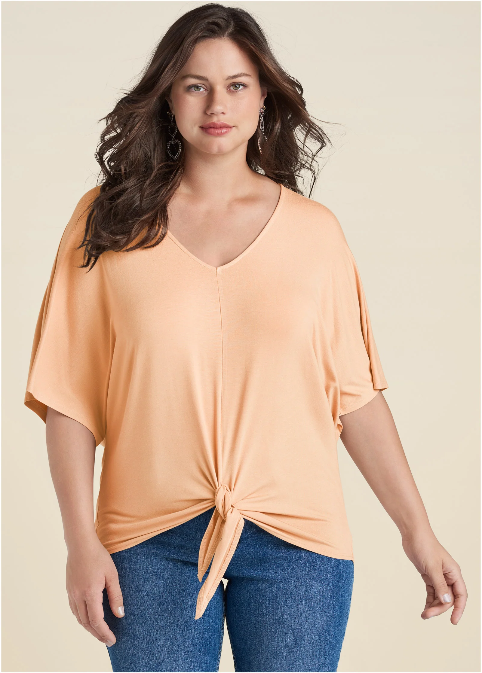 Knot twist V-neck tee - Blush