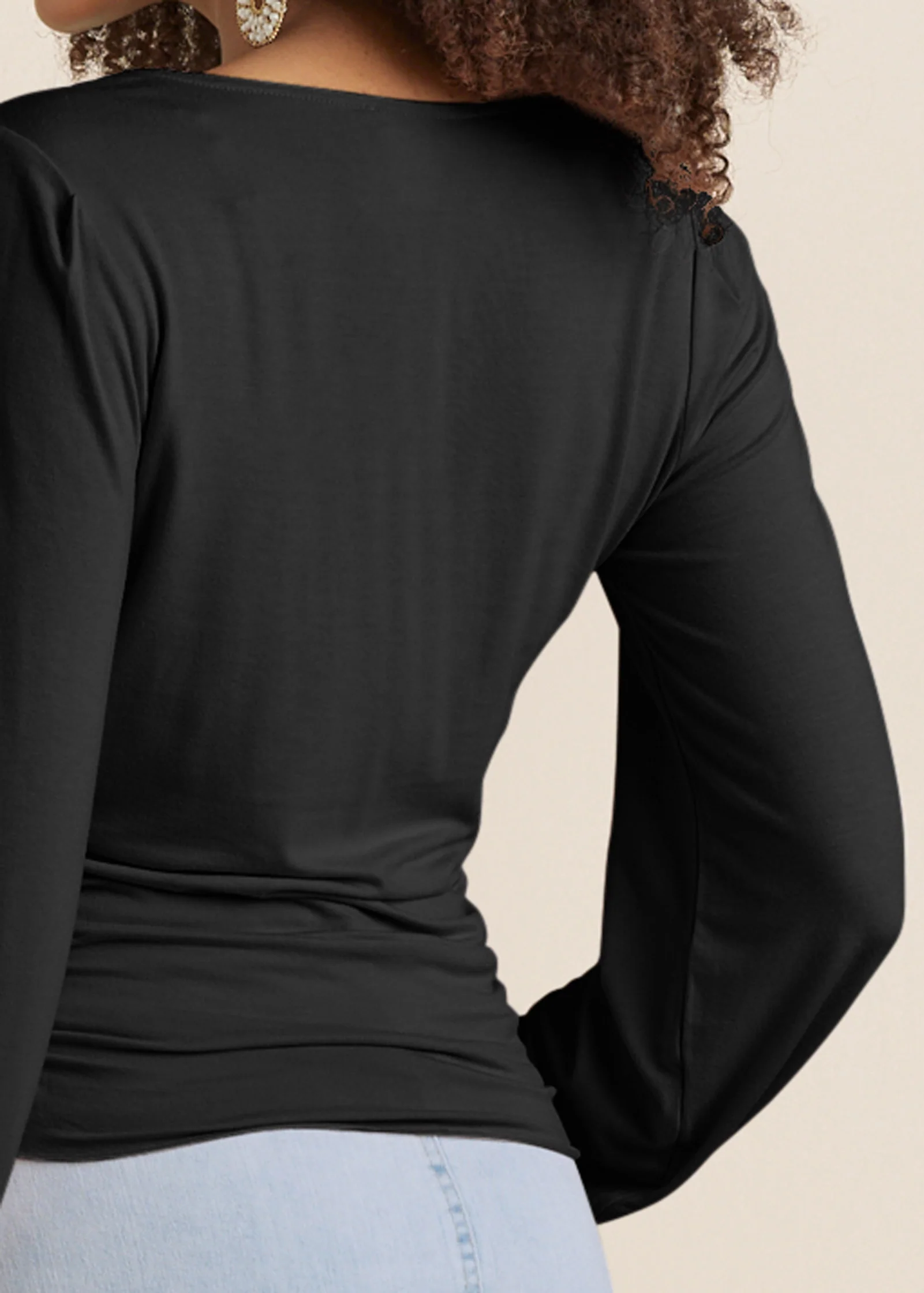 Tie-front button-up top - Black