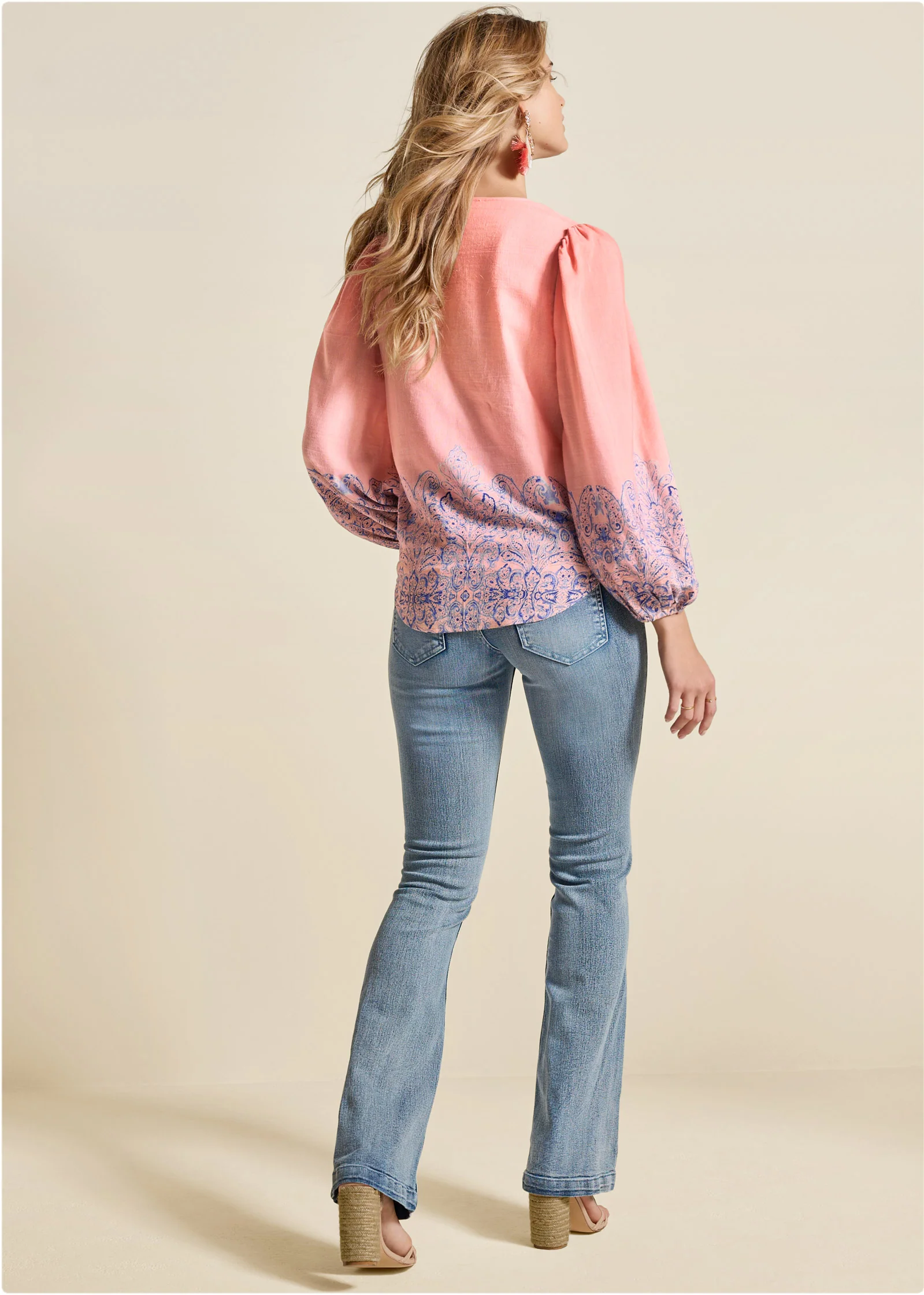 Ombre linen top - Blush Multi