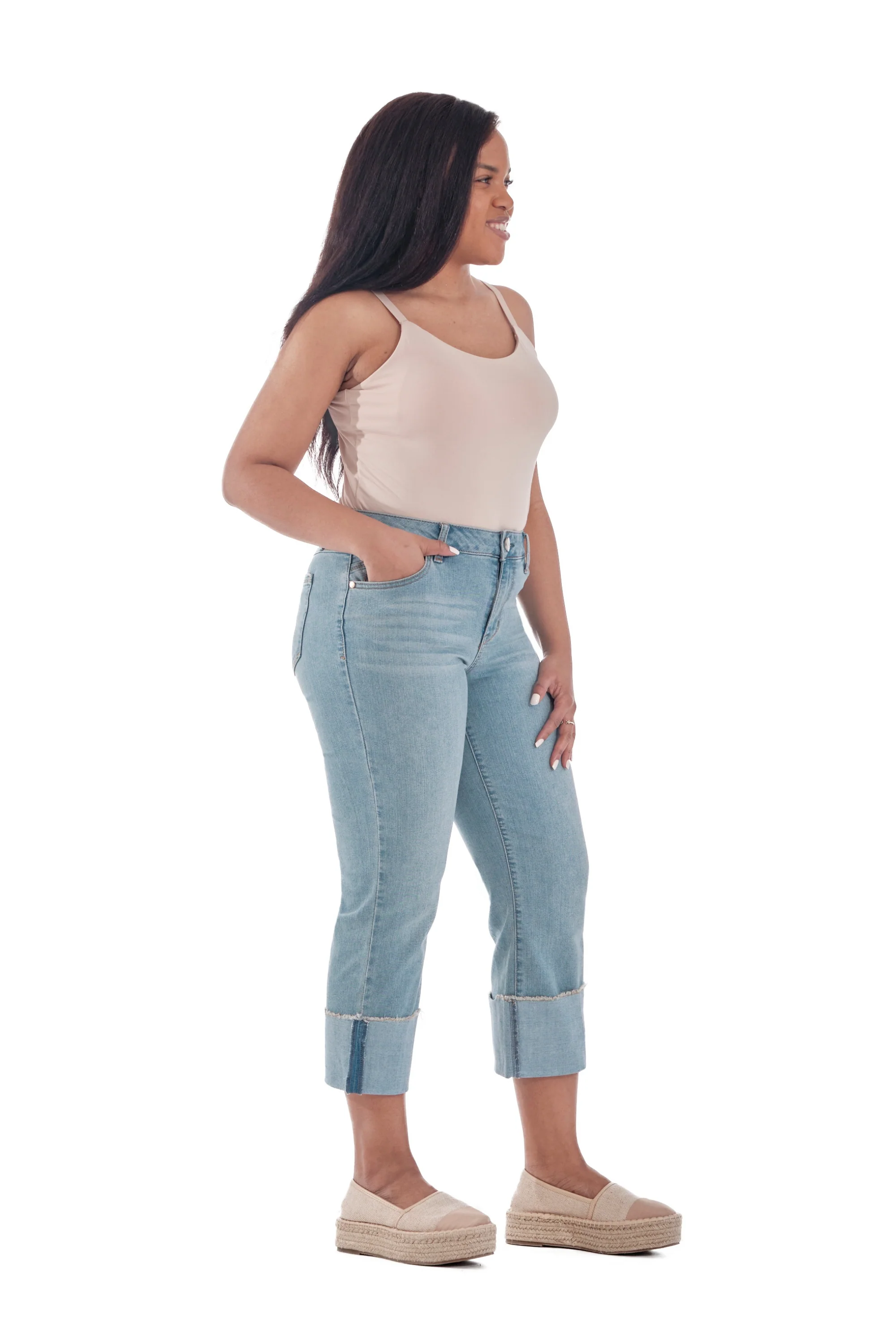 Petite Eco Cuffed Crop Straight in Caley