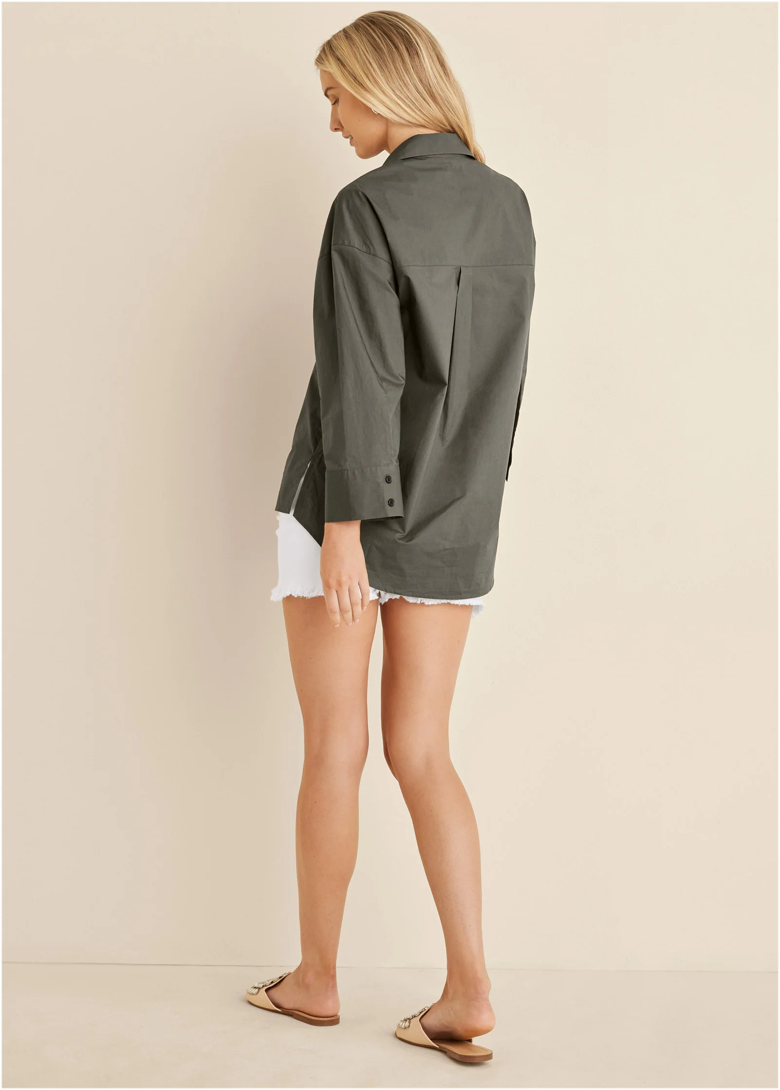 V-Neck oversized shirt - Olive