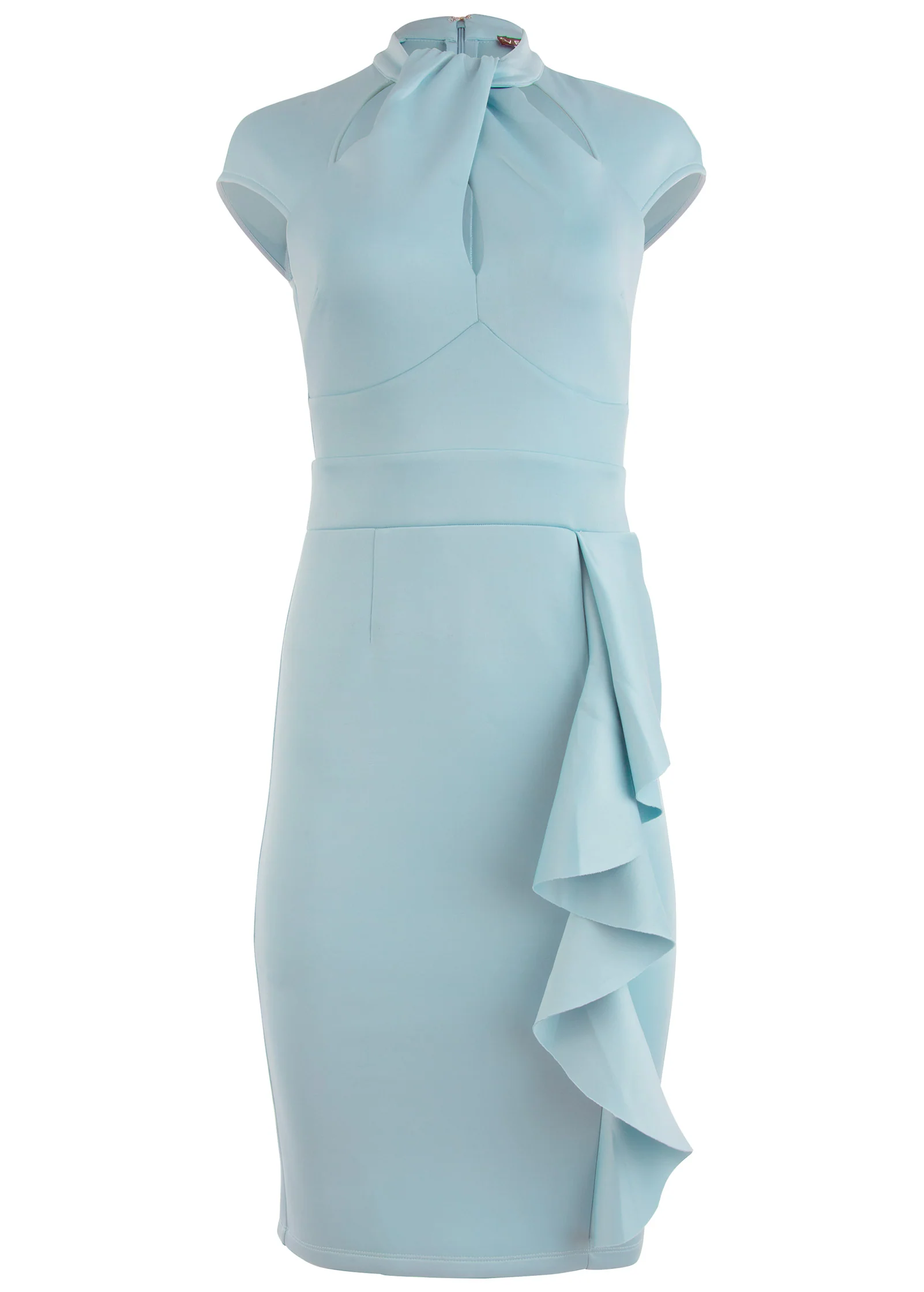 Cutout ruffle midi dress - Light Blue