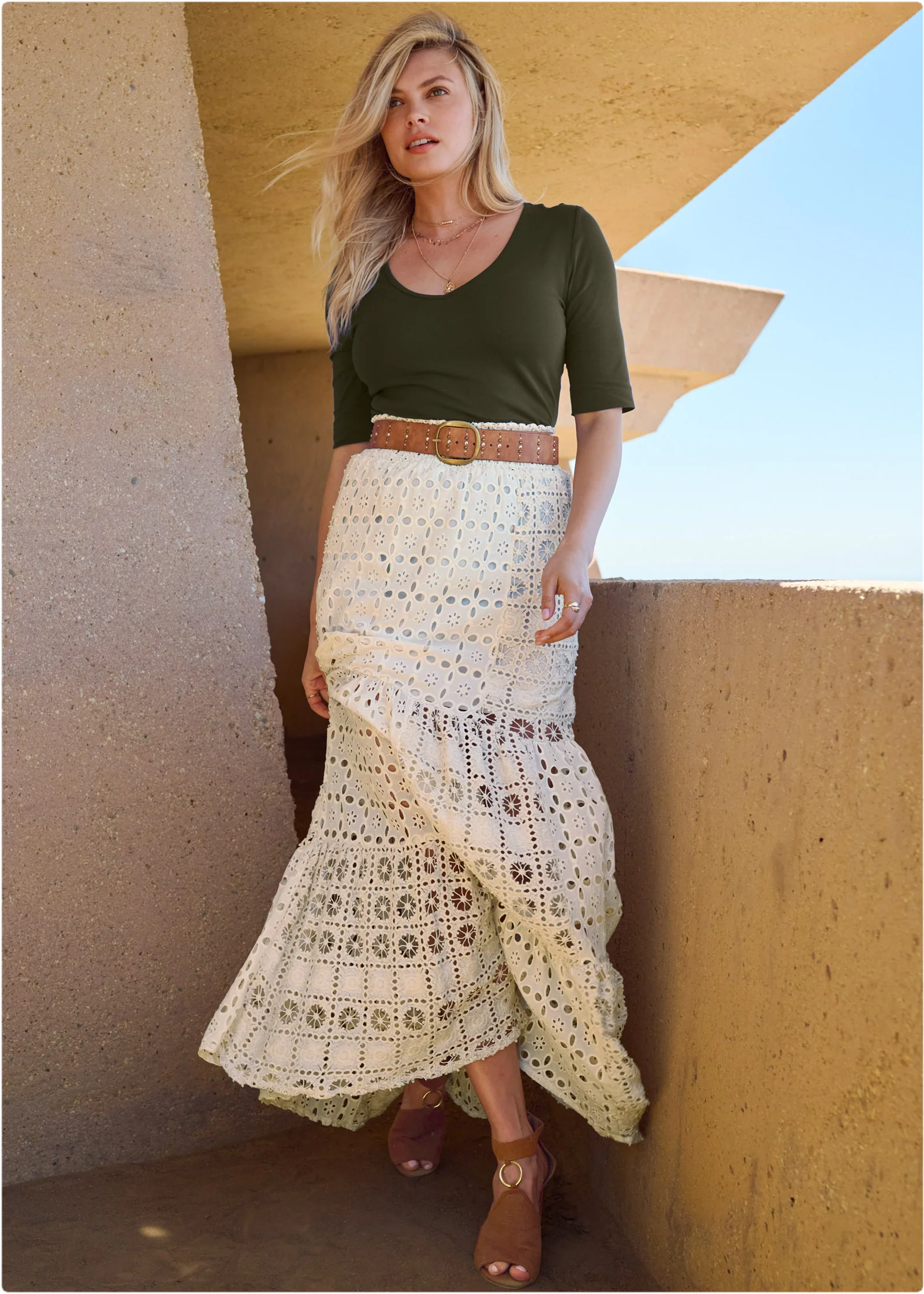 Long and lean tee - Olive