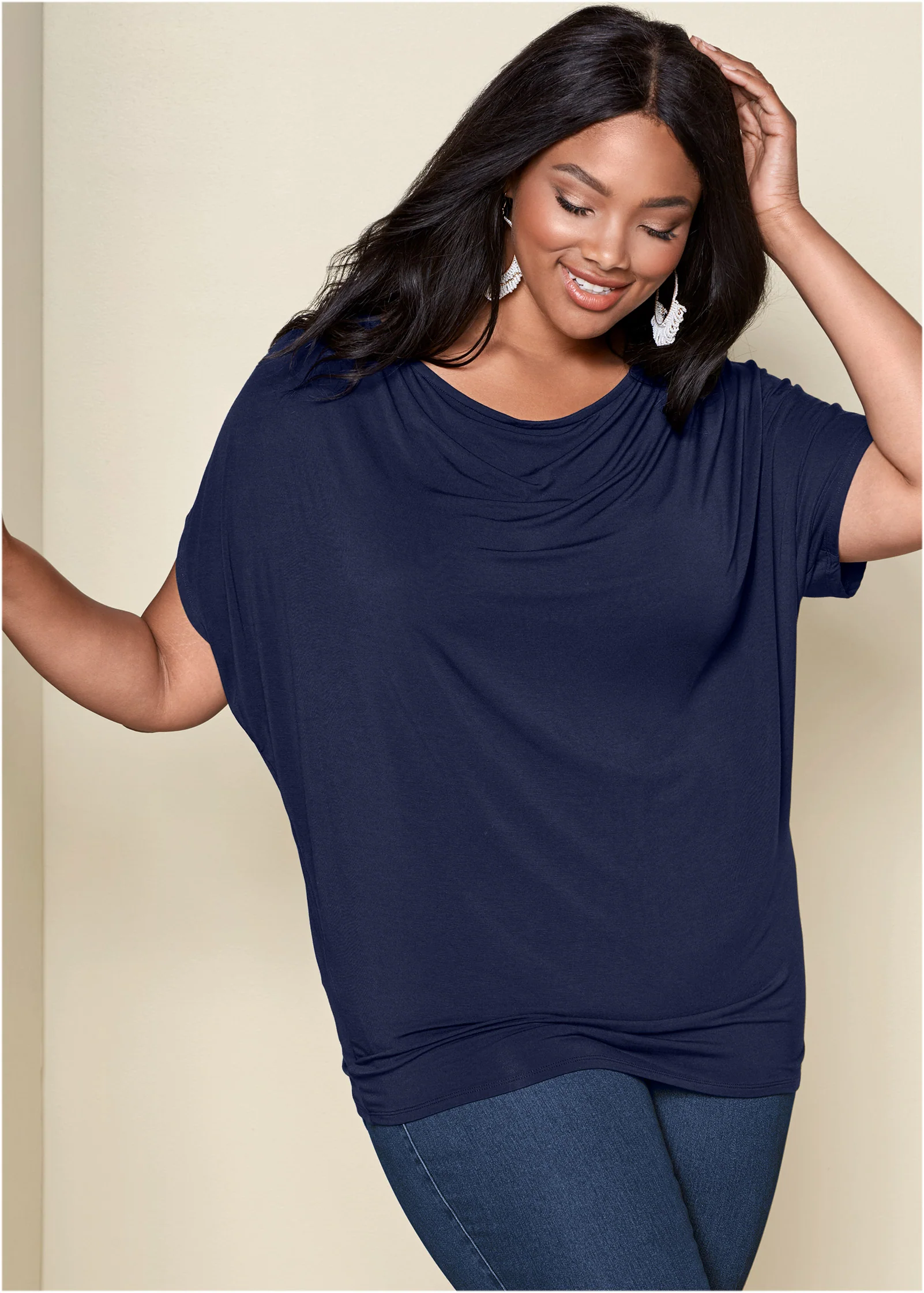 Basic flounce top - Navy