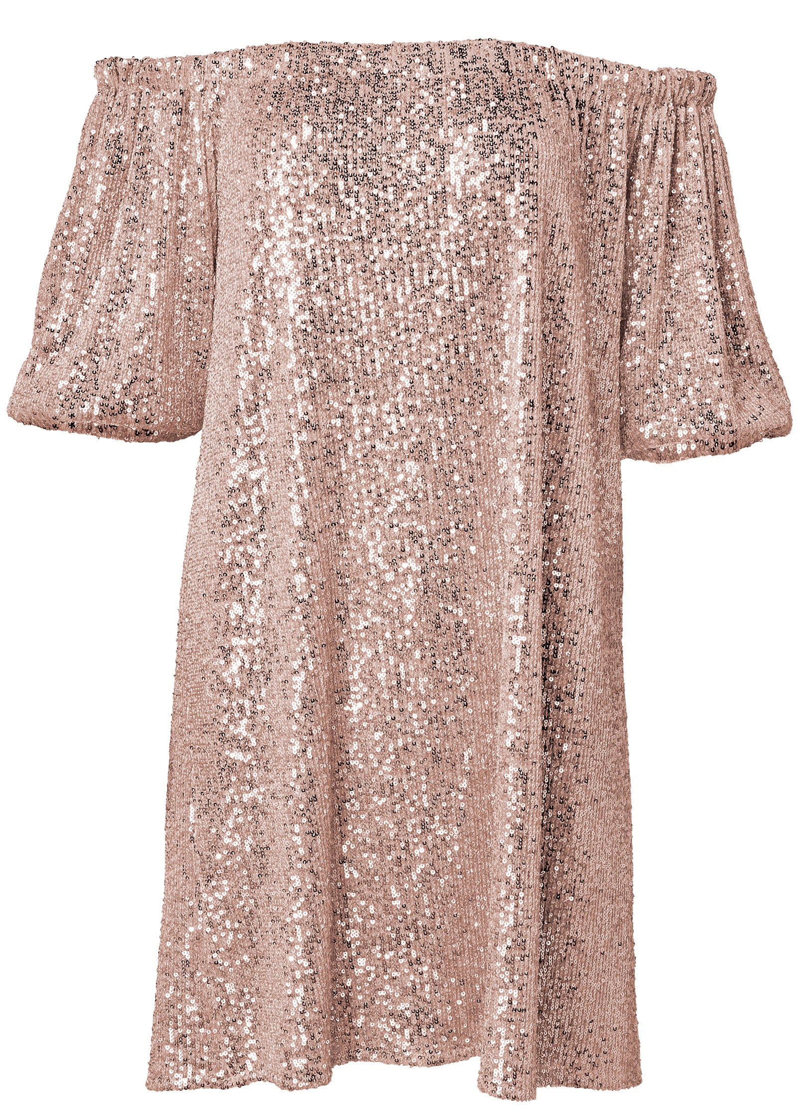Sequin off-the-shoulder dress - Rose Gold