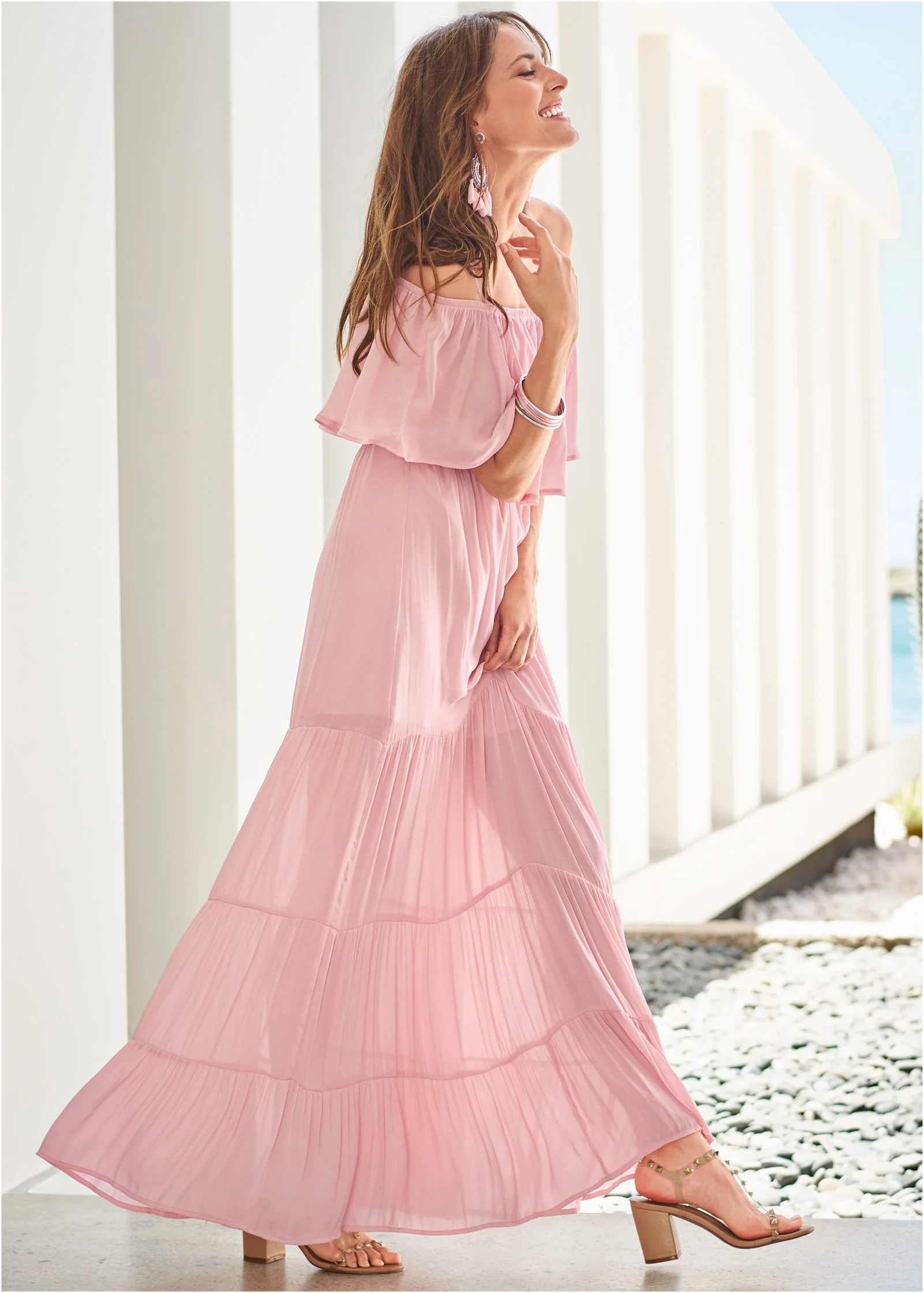 Tiered maxi dress - Blush