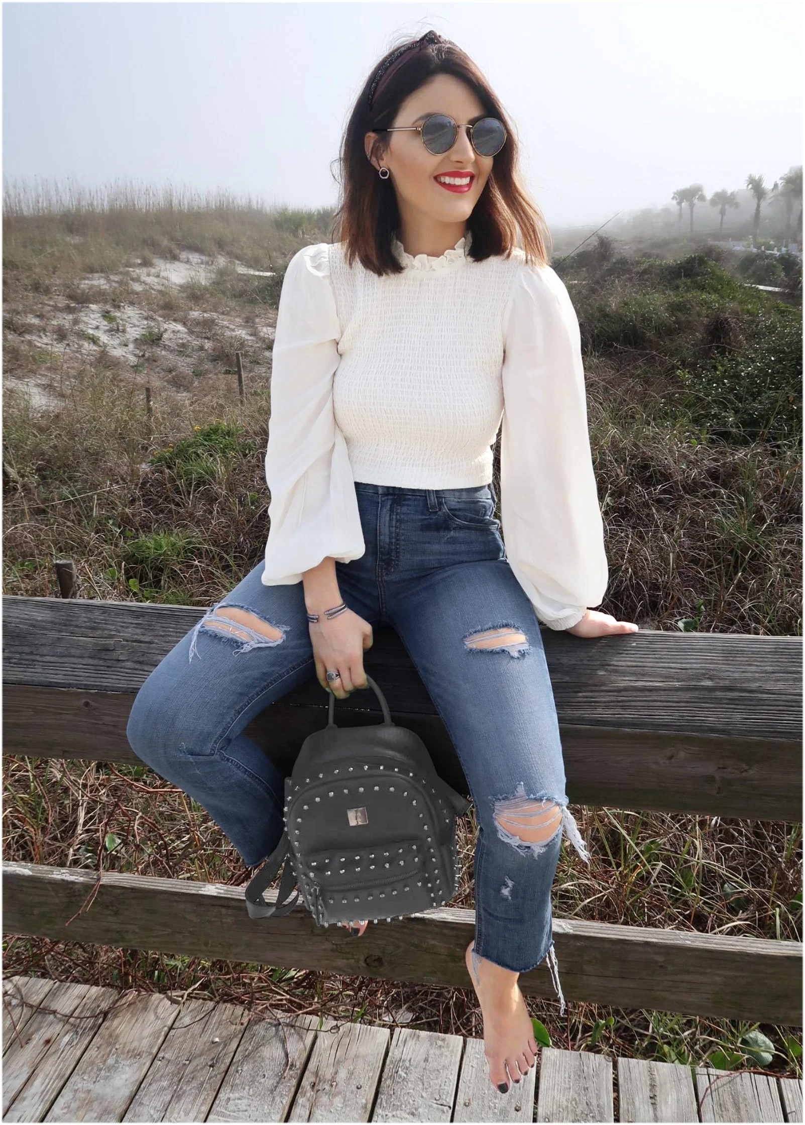 Balloon sleeve blouse - White