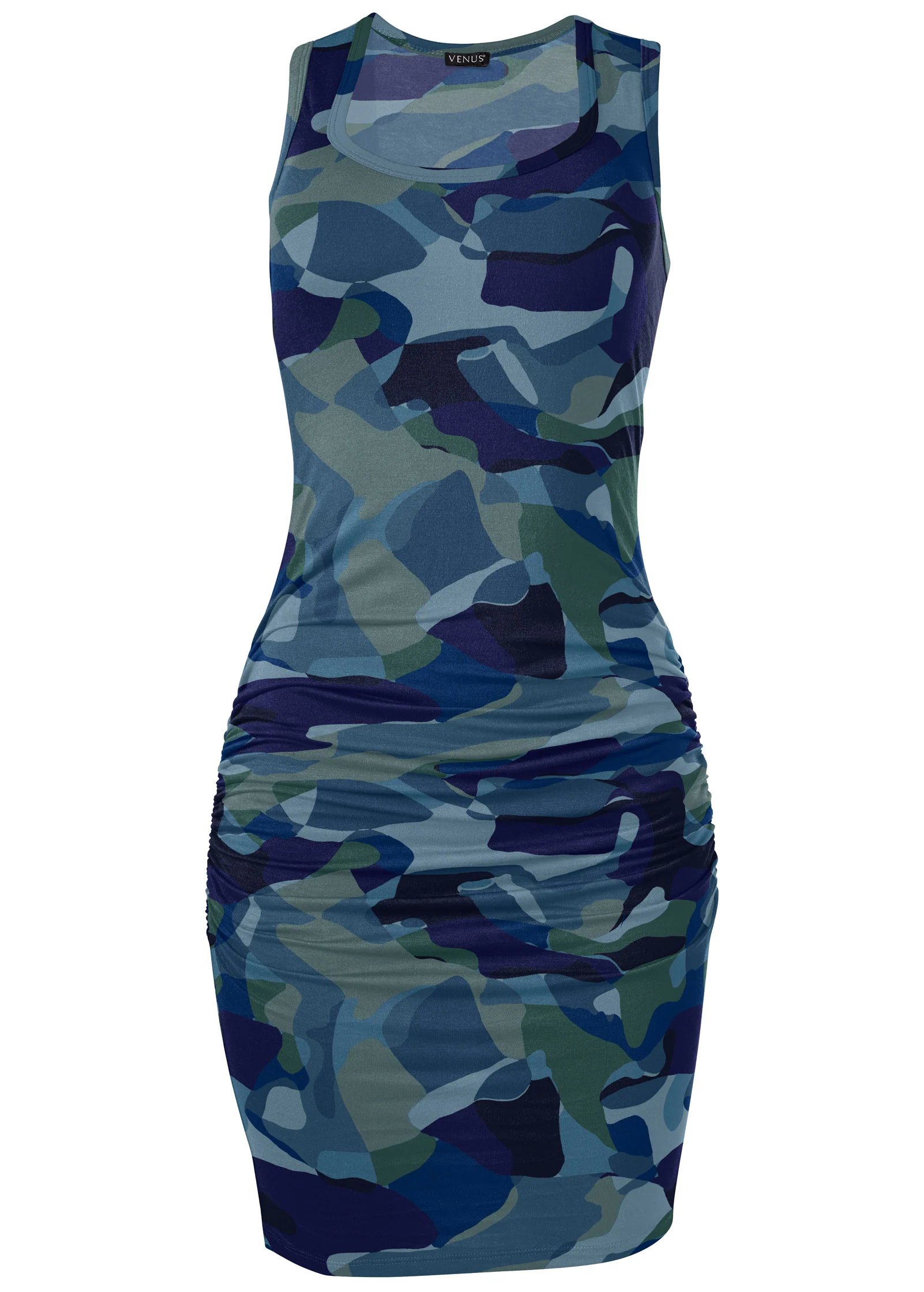 Ruched tank dress - Blue Multi