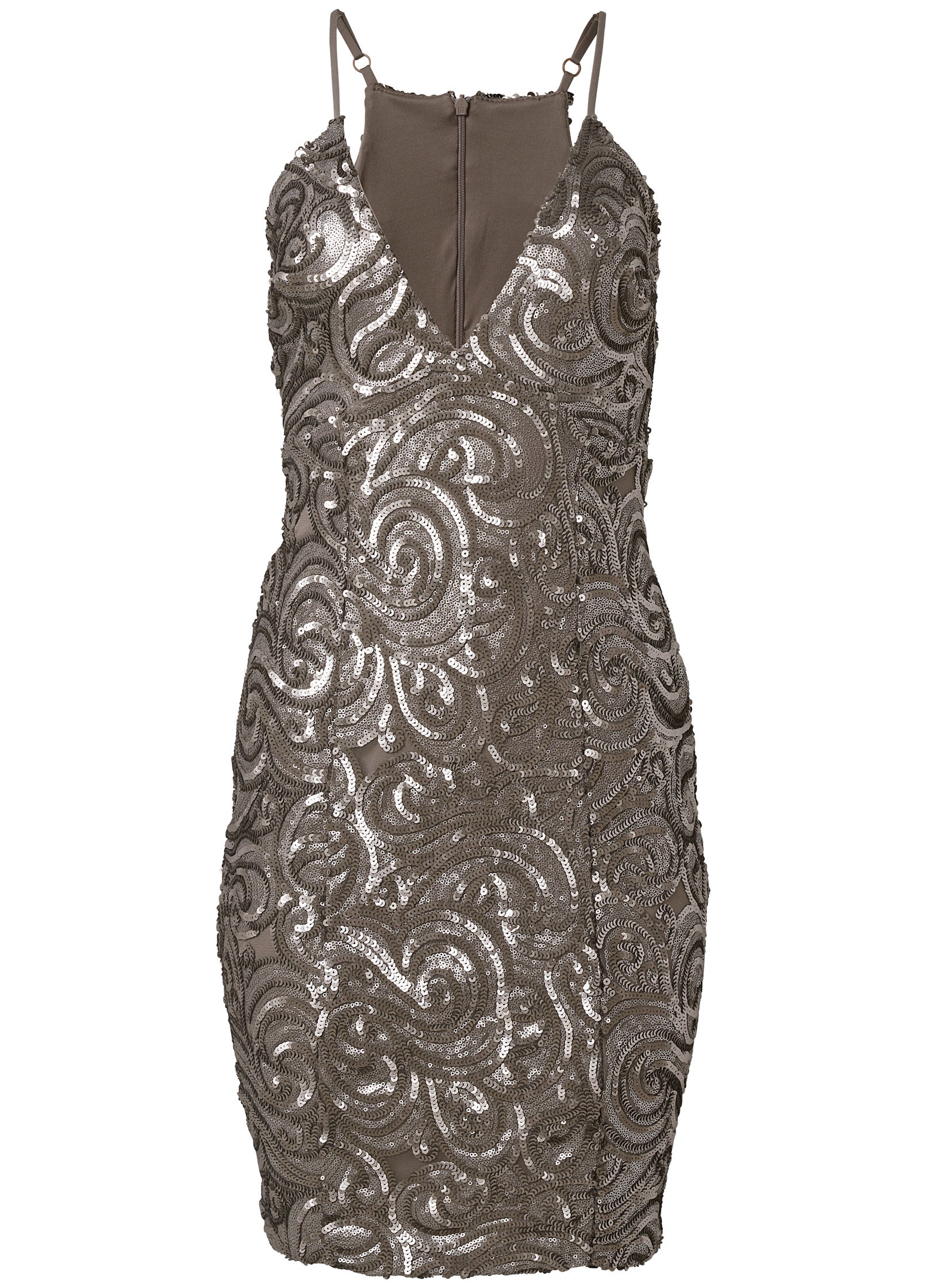 Deep-v sequin dress  - Gunmetal