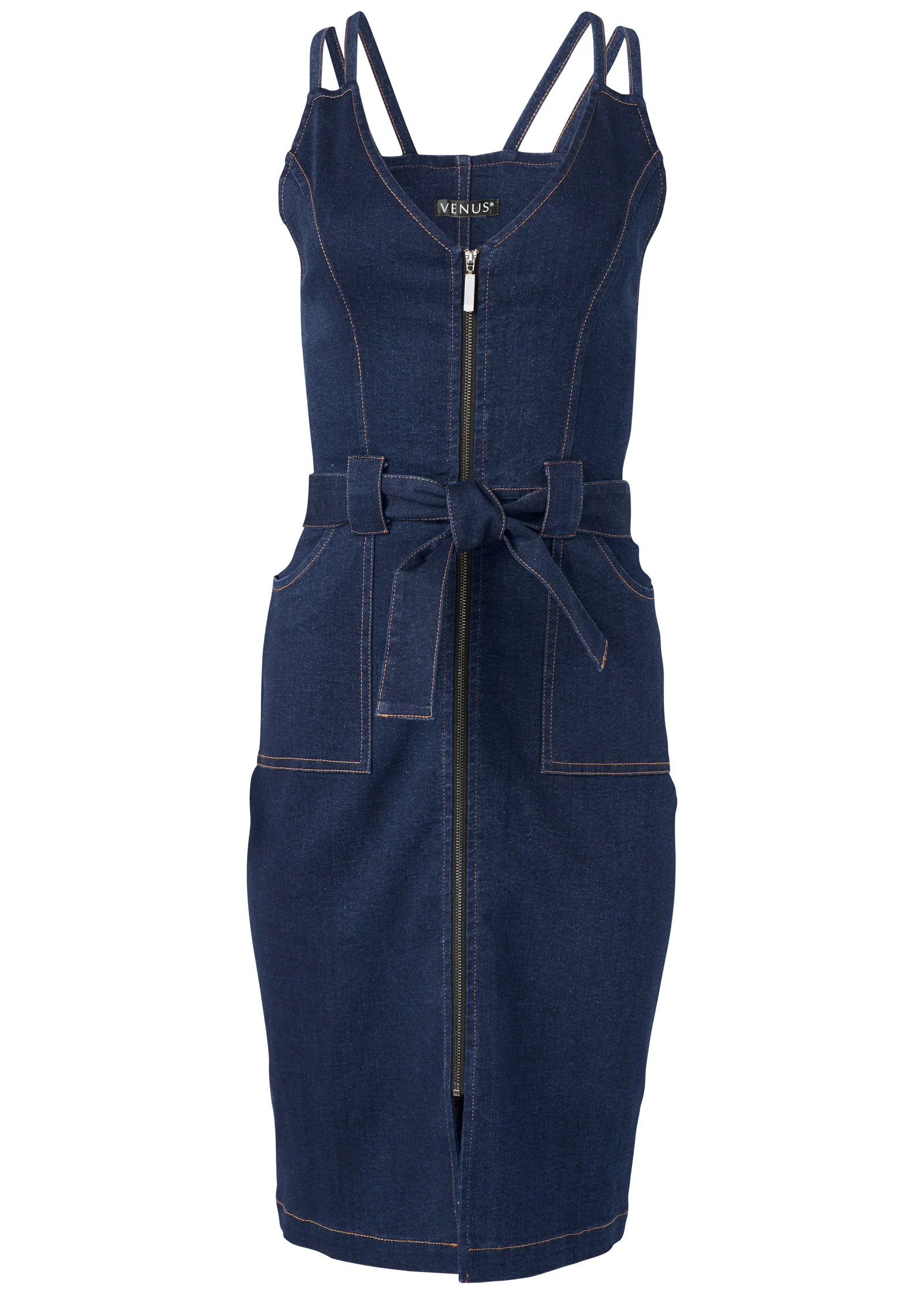 Denim dress with zipper - Dark Wash