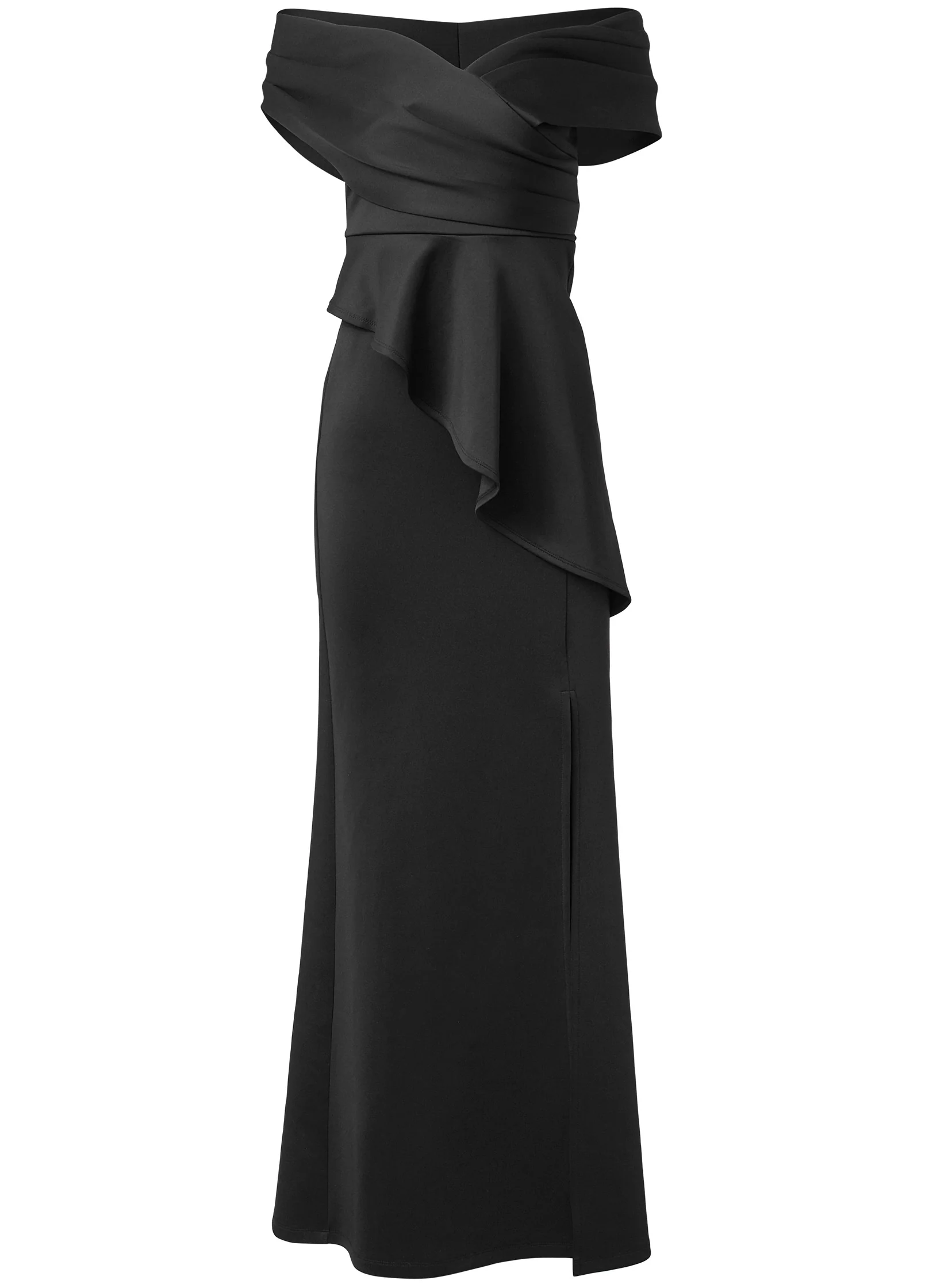 Ruffle detail formal dress  - Black