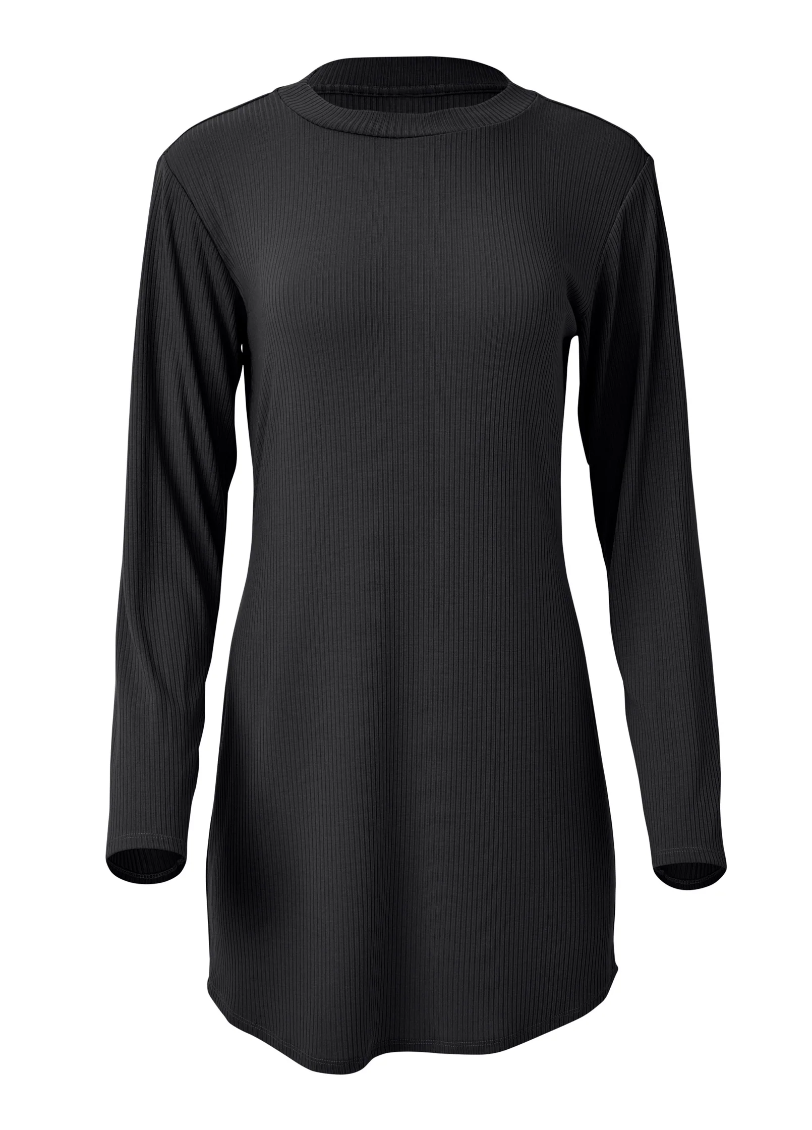 Ribbed T-shirt dress - Black