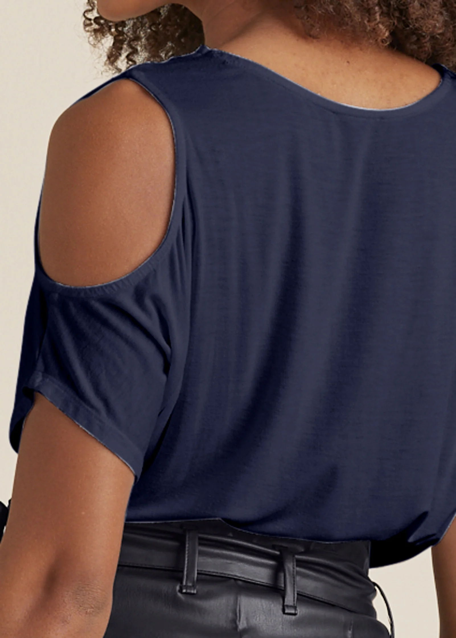 Cold-shoulder V-neck top - Navy