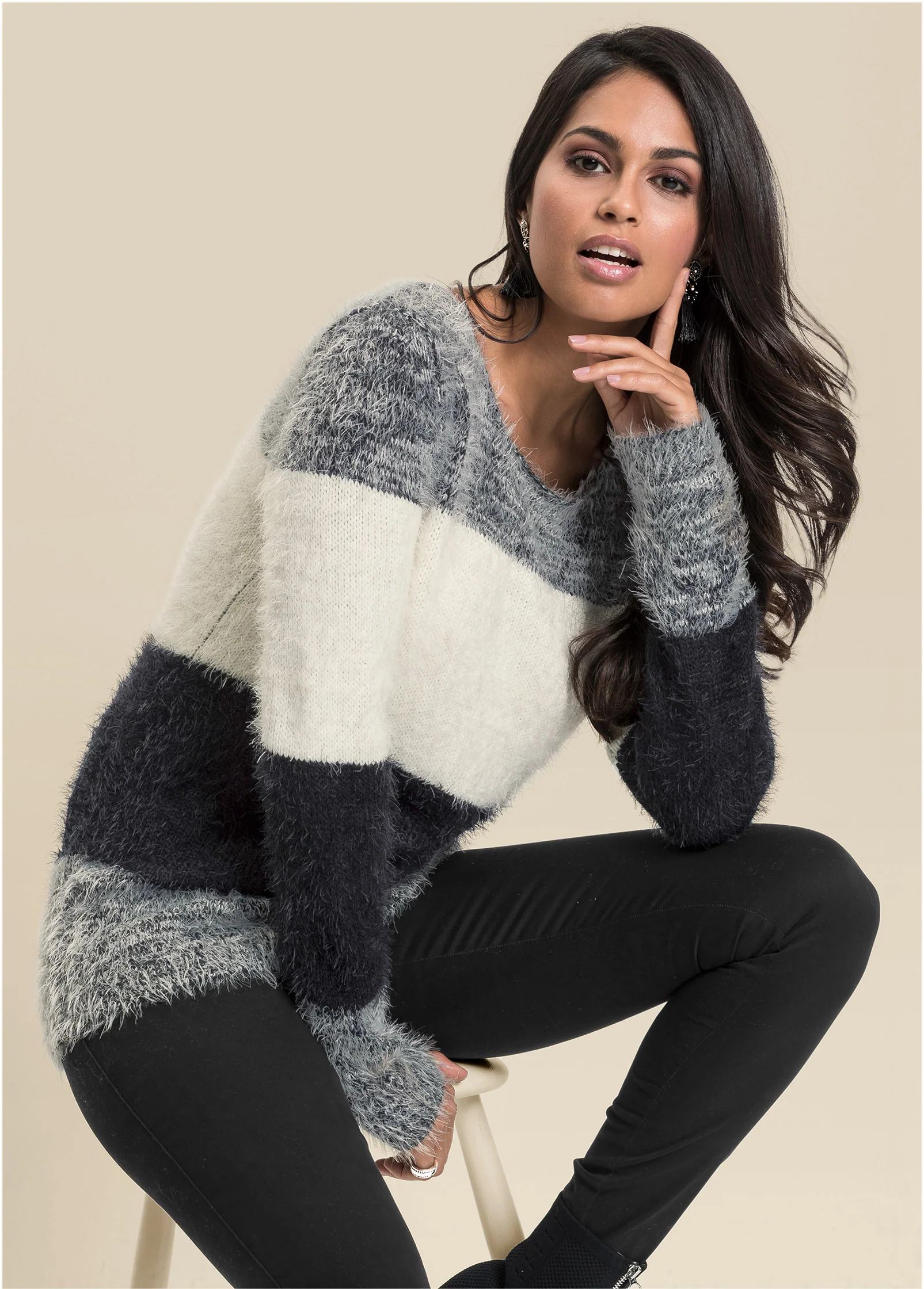 Striped cozy sweater - Black Multi