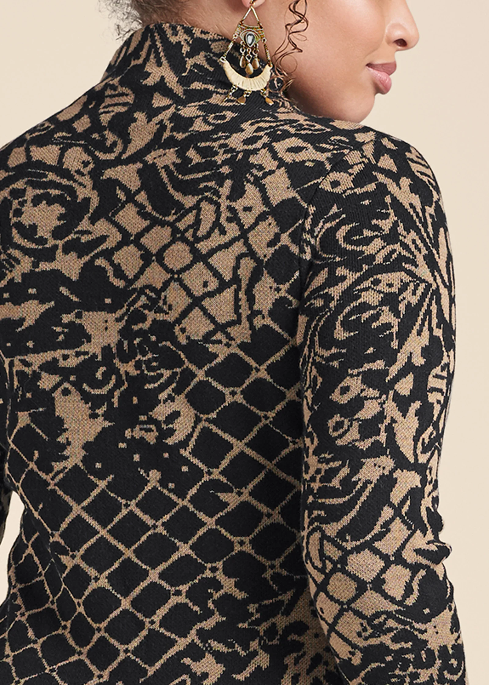 Bodycon sweater dress - Black Multi