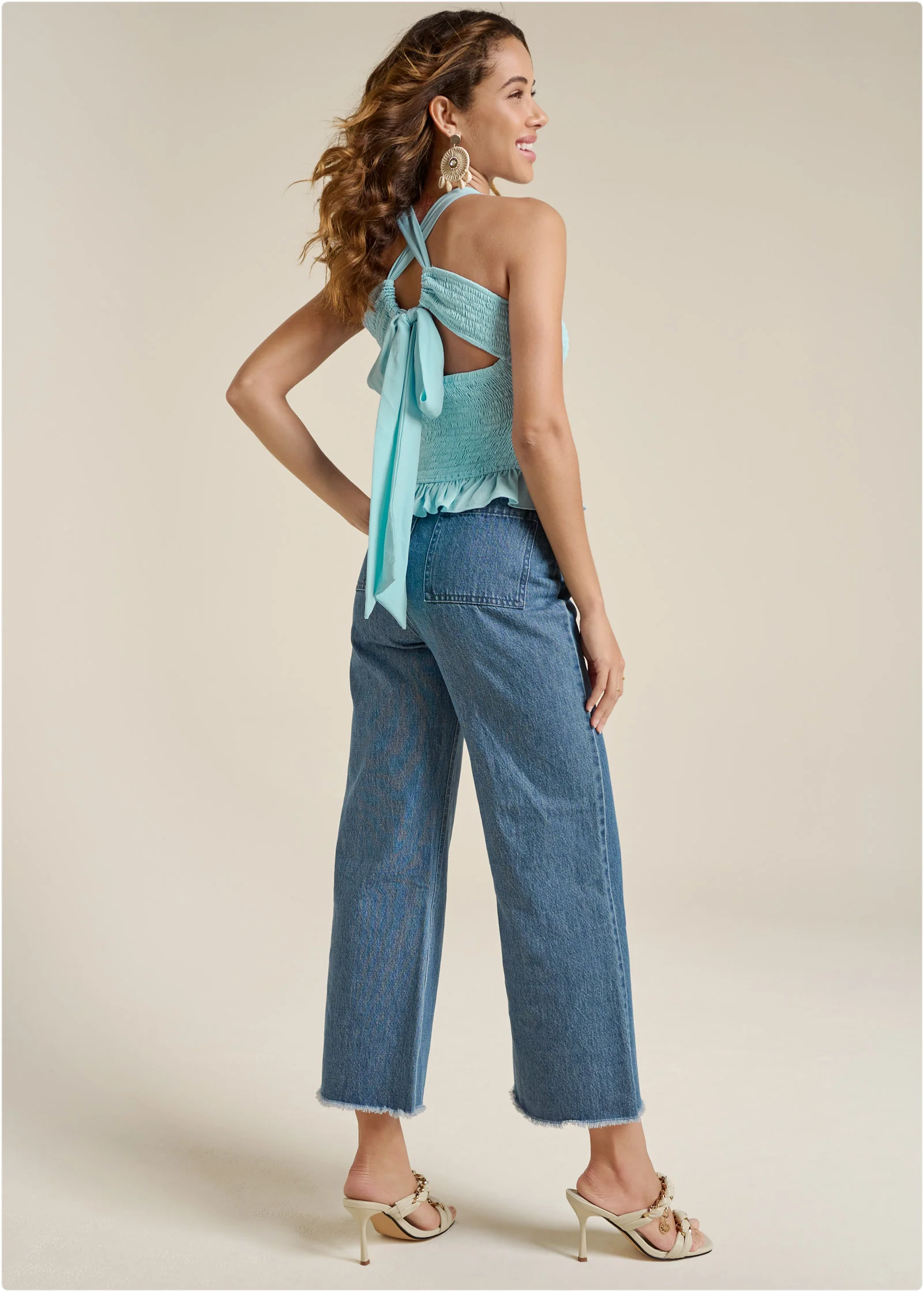 Smocked halter top - Light Blue