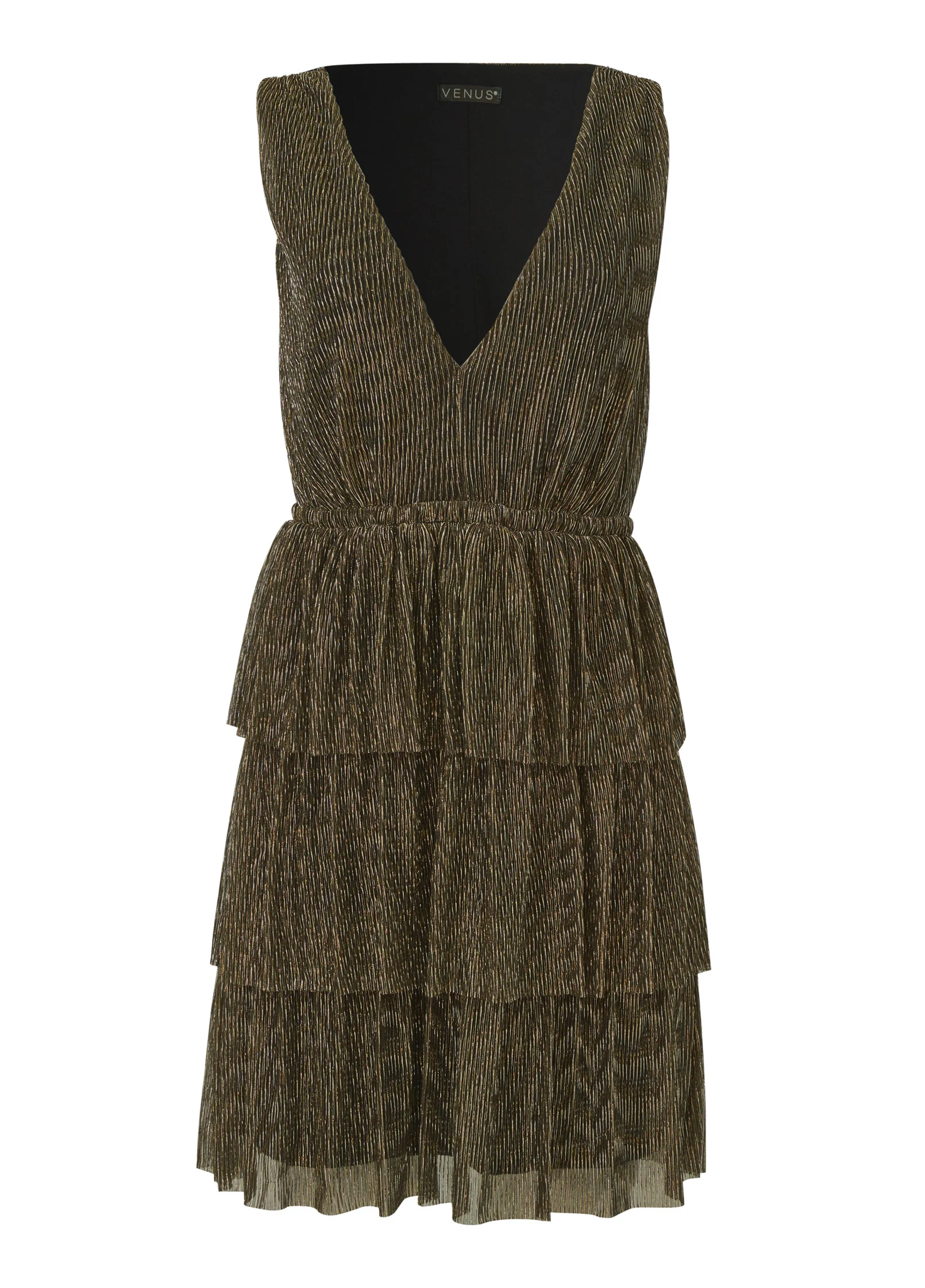 Plisse tiered mini dress - Black Multi