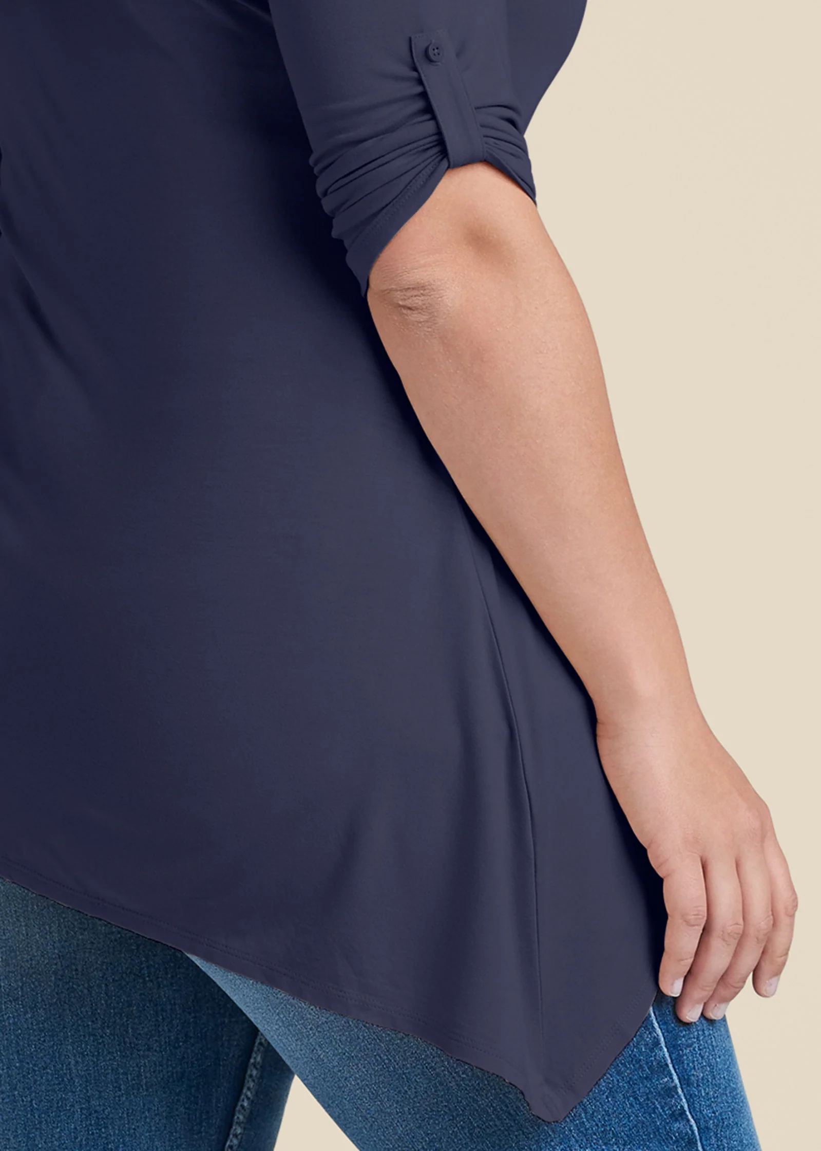 Henley high-low top - Navy