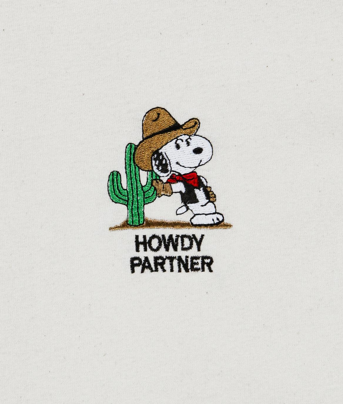 Peanuts Snoopy Howdy Partner Embroidered Mens T-Shirt