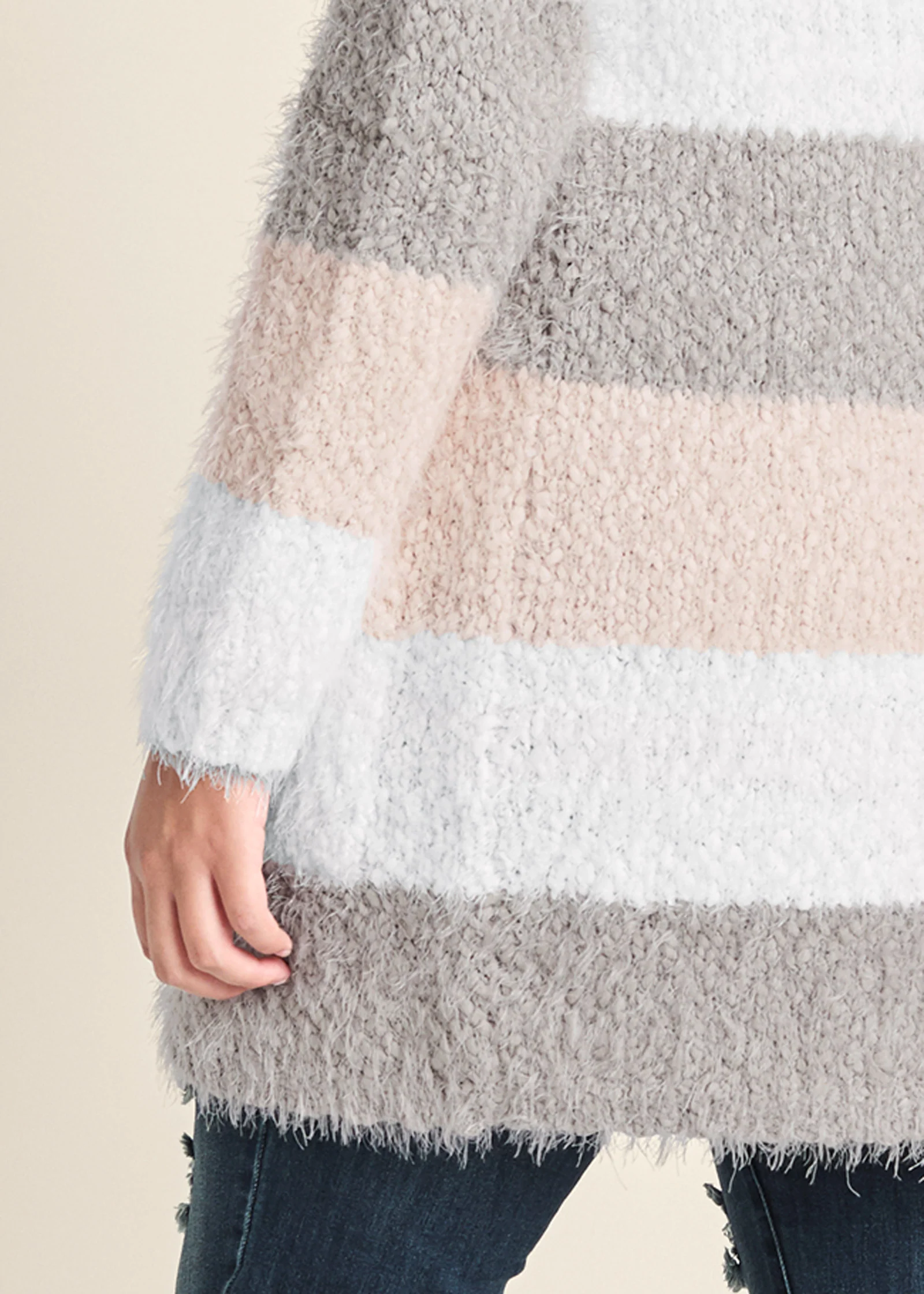 Cozy striped cardigan - Blush Multi