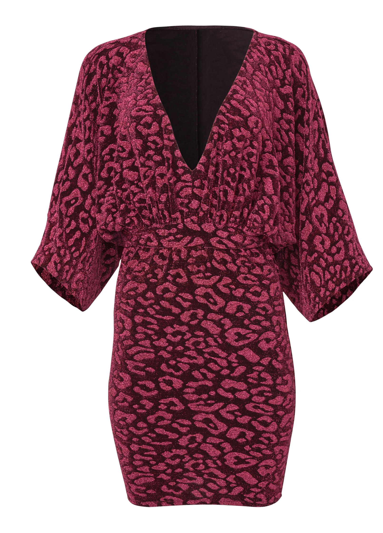 Metallic leopard mini dress - Black & Pink
