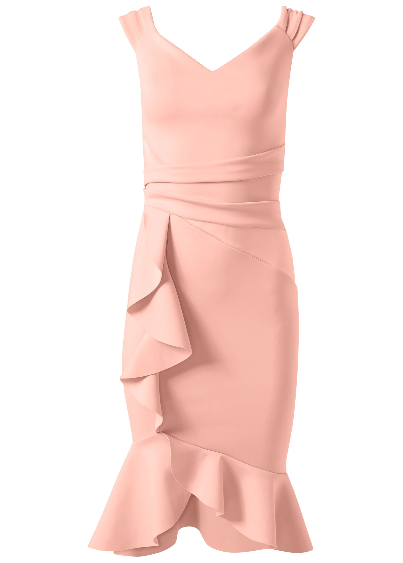 Ruffle Detail Dress - Blush