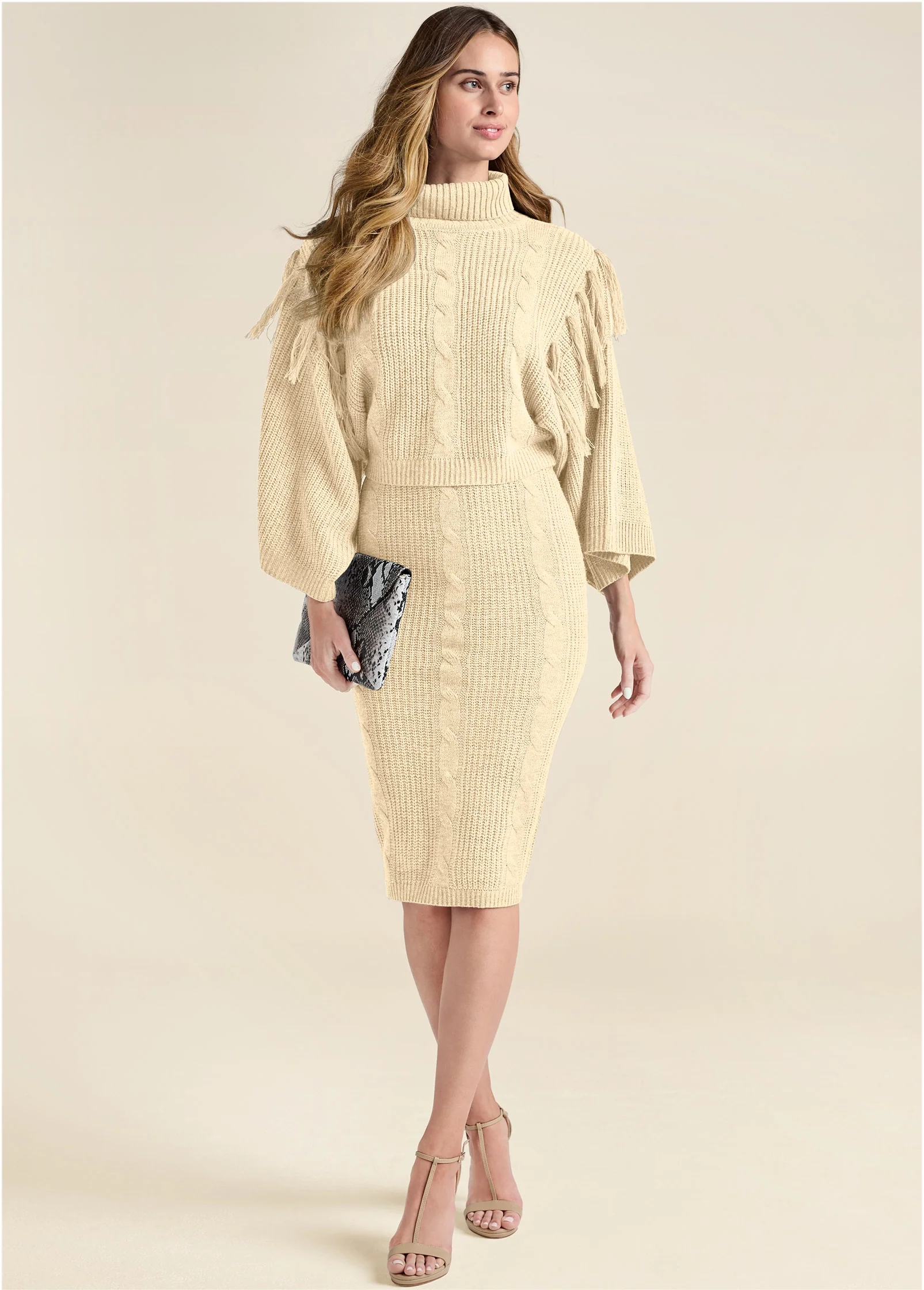 Two-piece sweater dress  - Beige