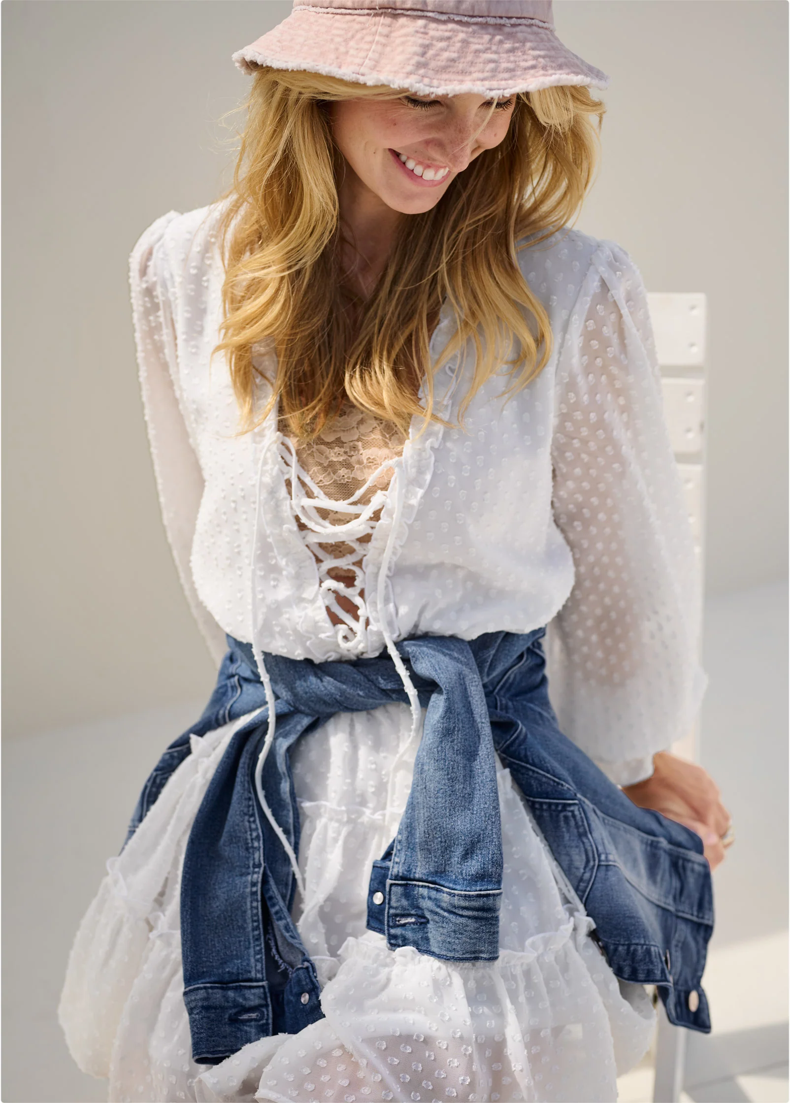 Ruffle mini dress - White