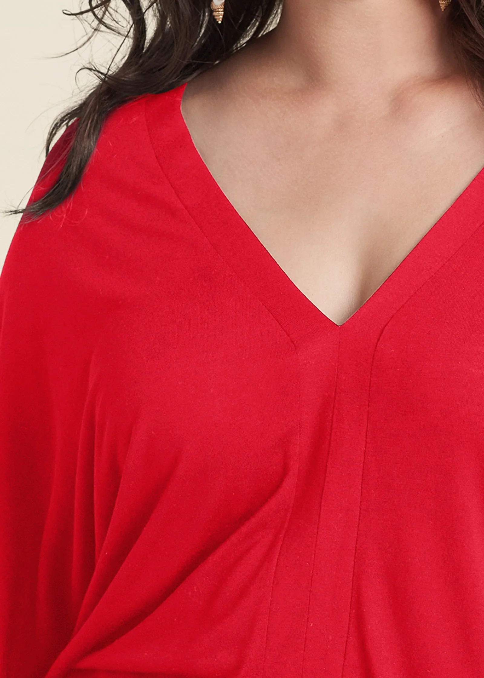 Banded hem top - Red
