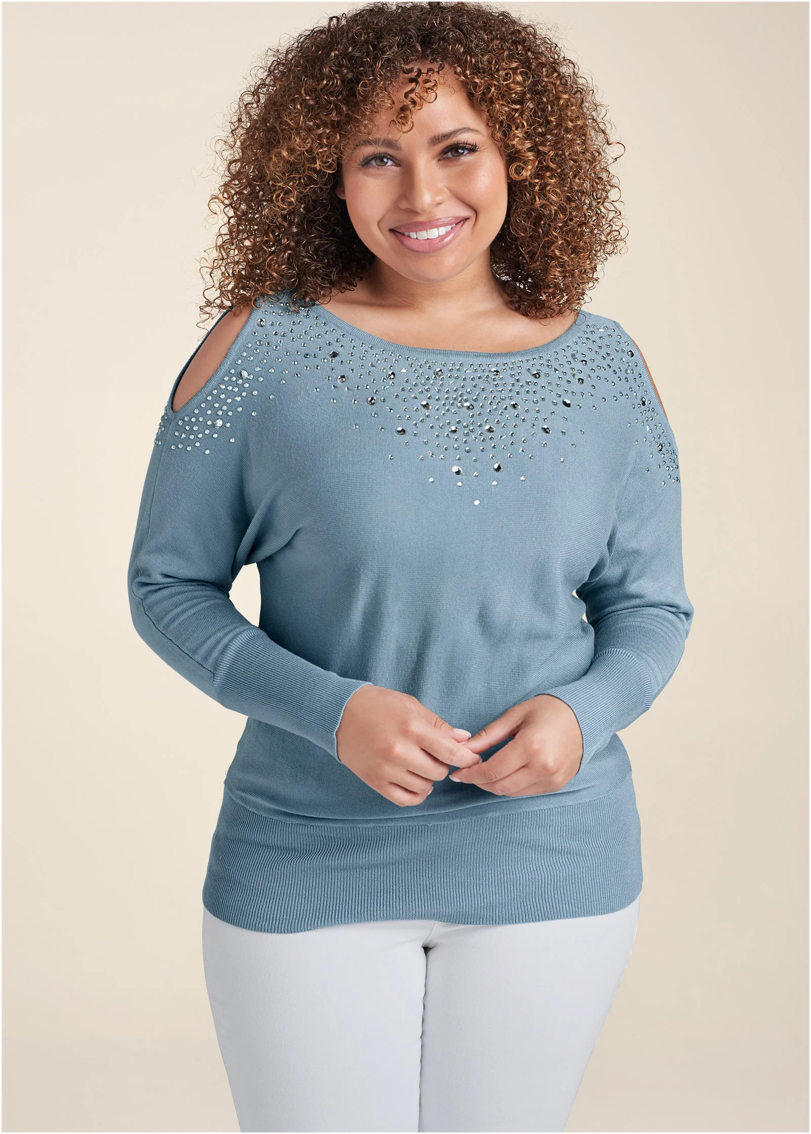 Cold-shoulder sweater - Blue