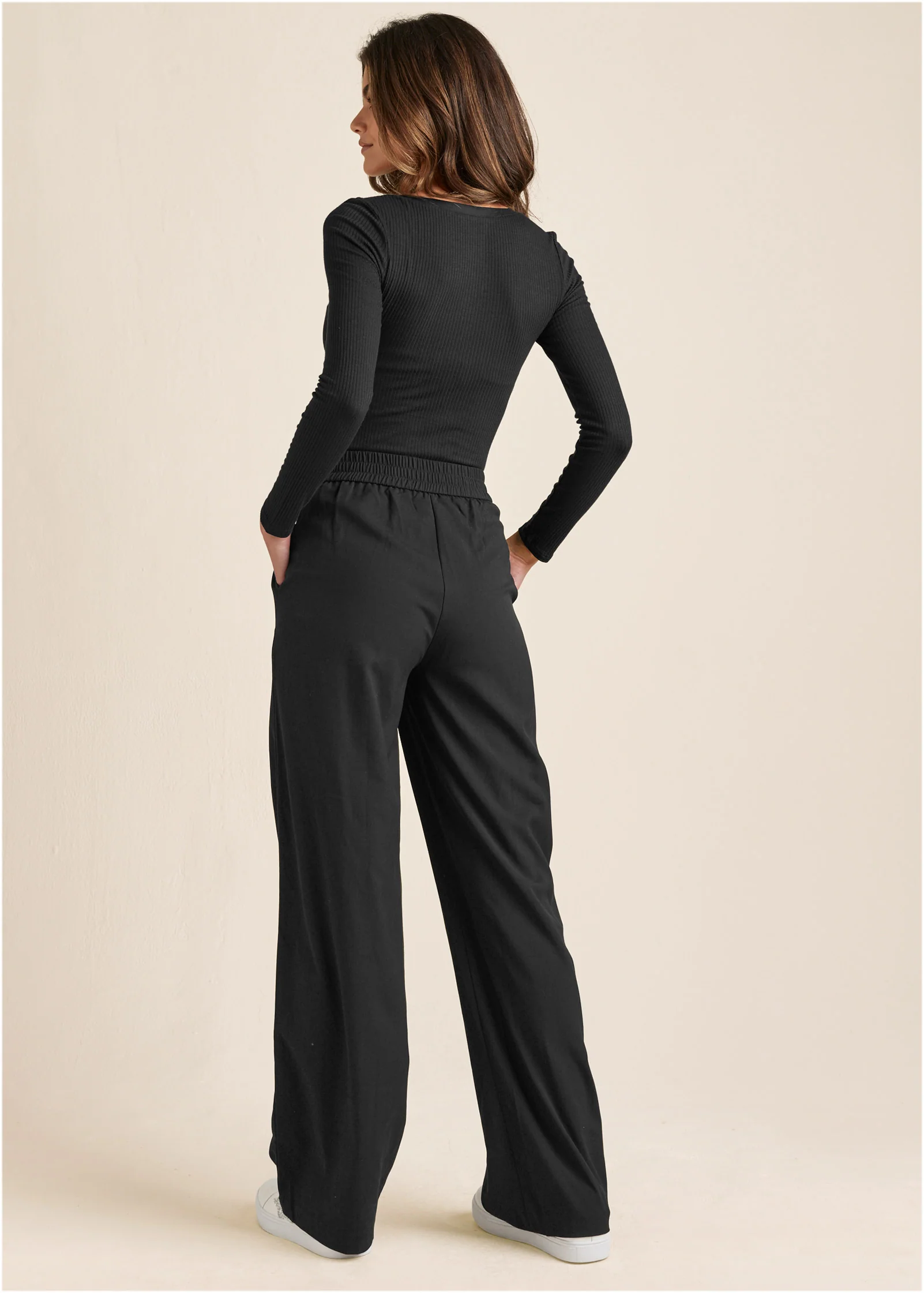 Ribbed Henley top - Black