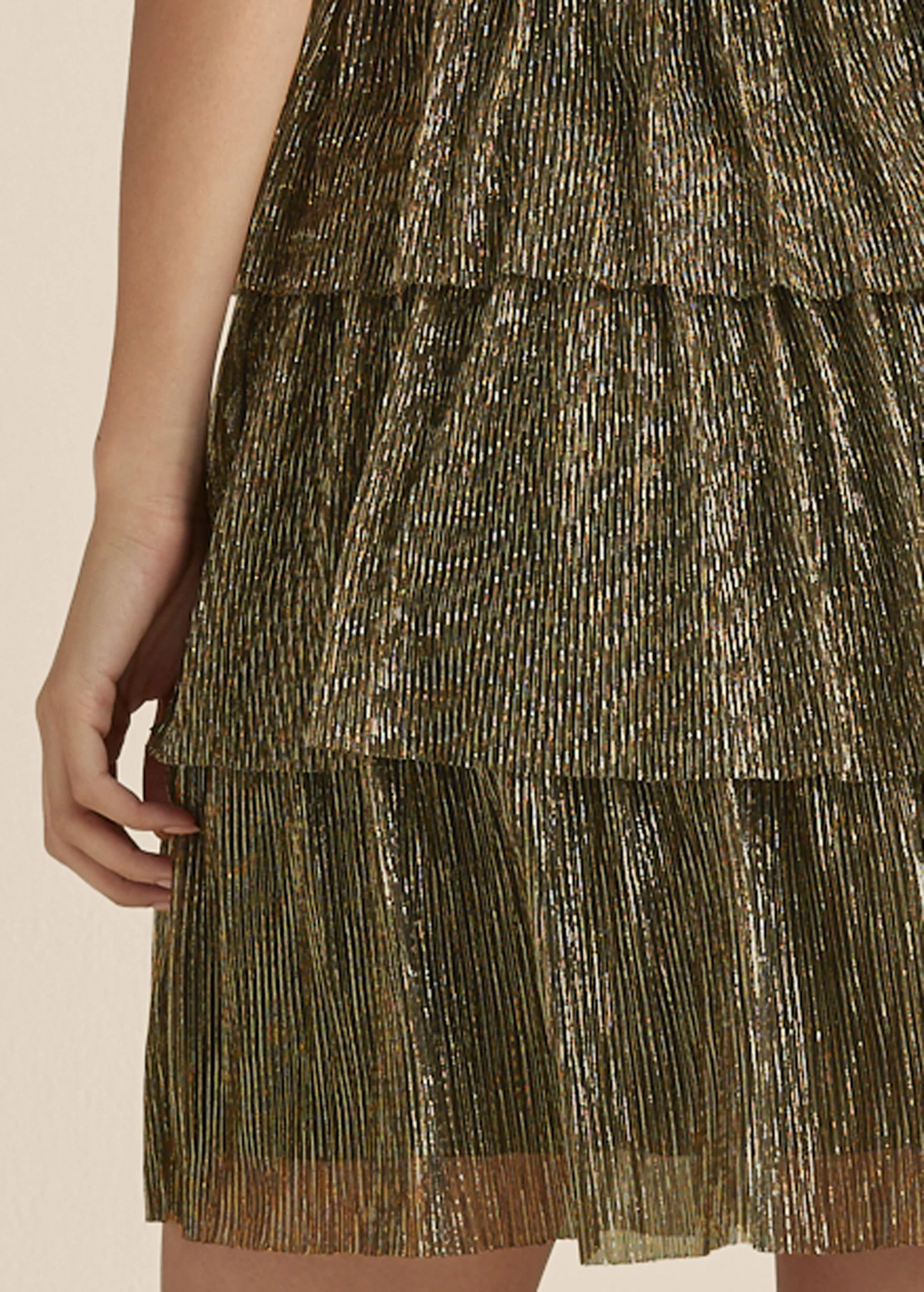 Plisse tiered mini dress - Black Multi