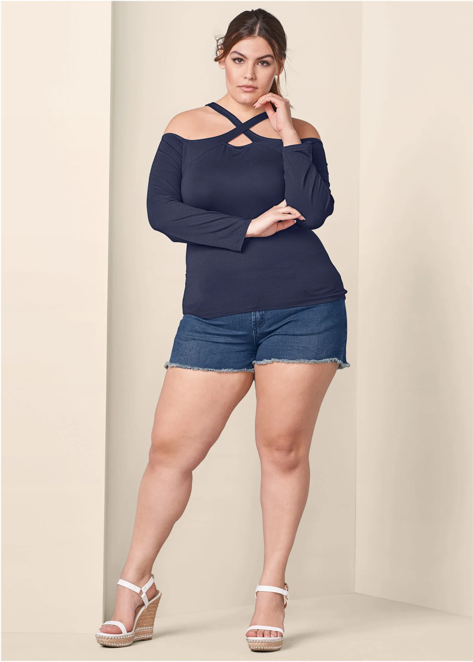 Crisscross neck top - Navy