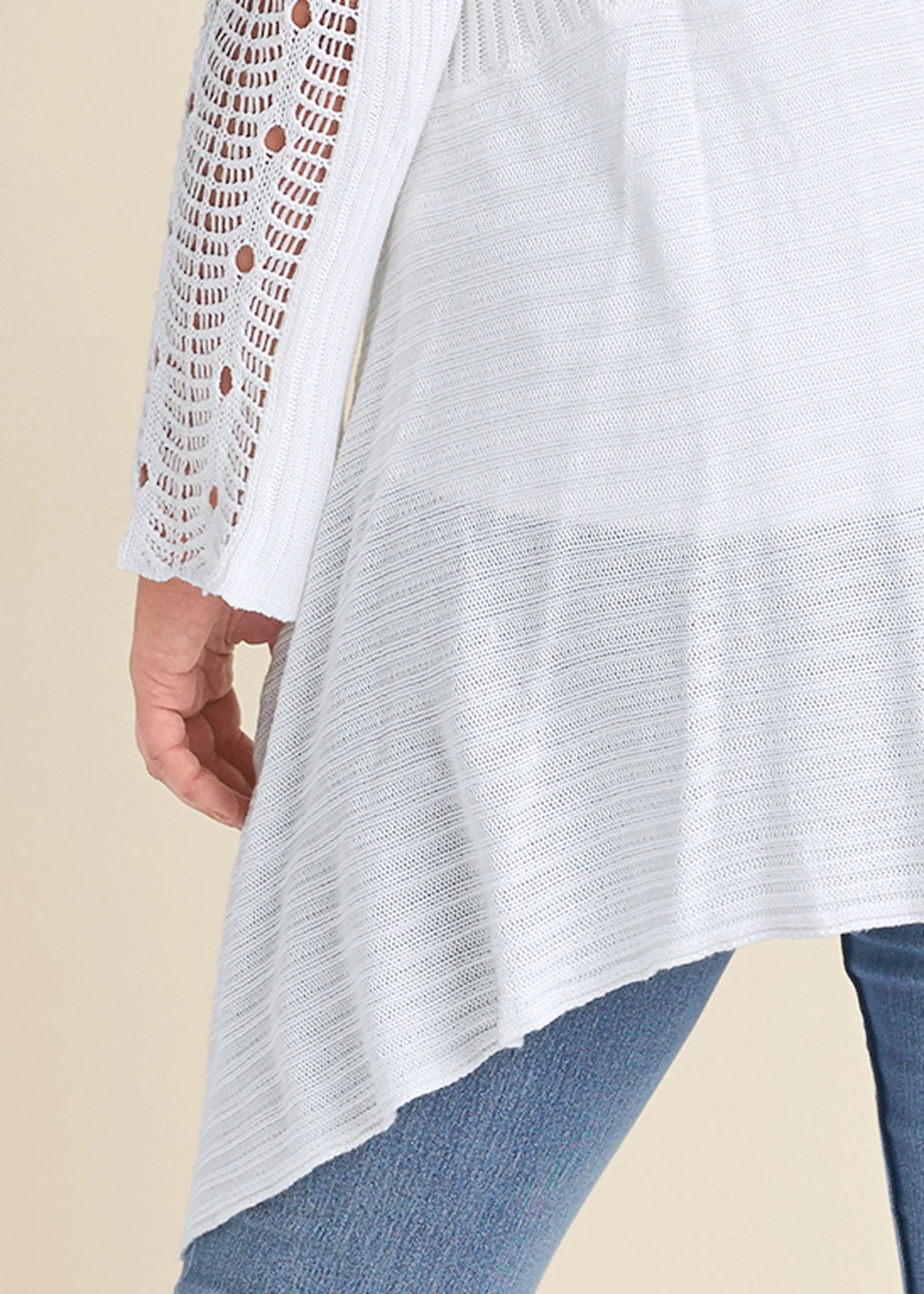 Crochet sleeve duster - White