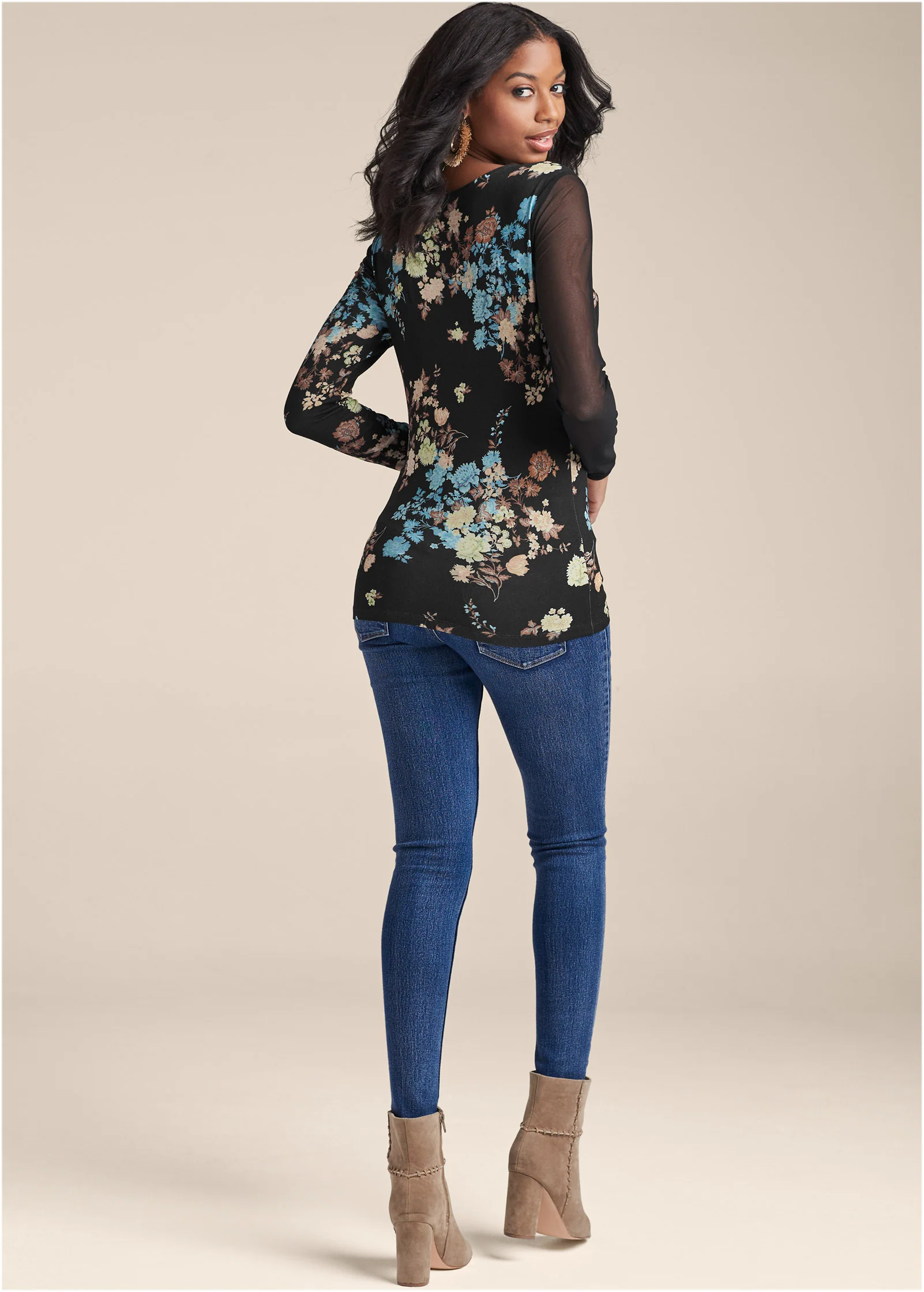 Mesh detail top - Black Multi