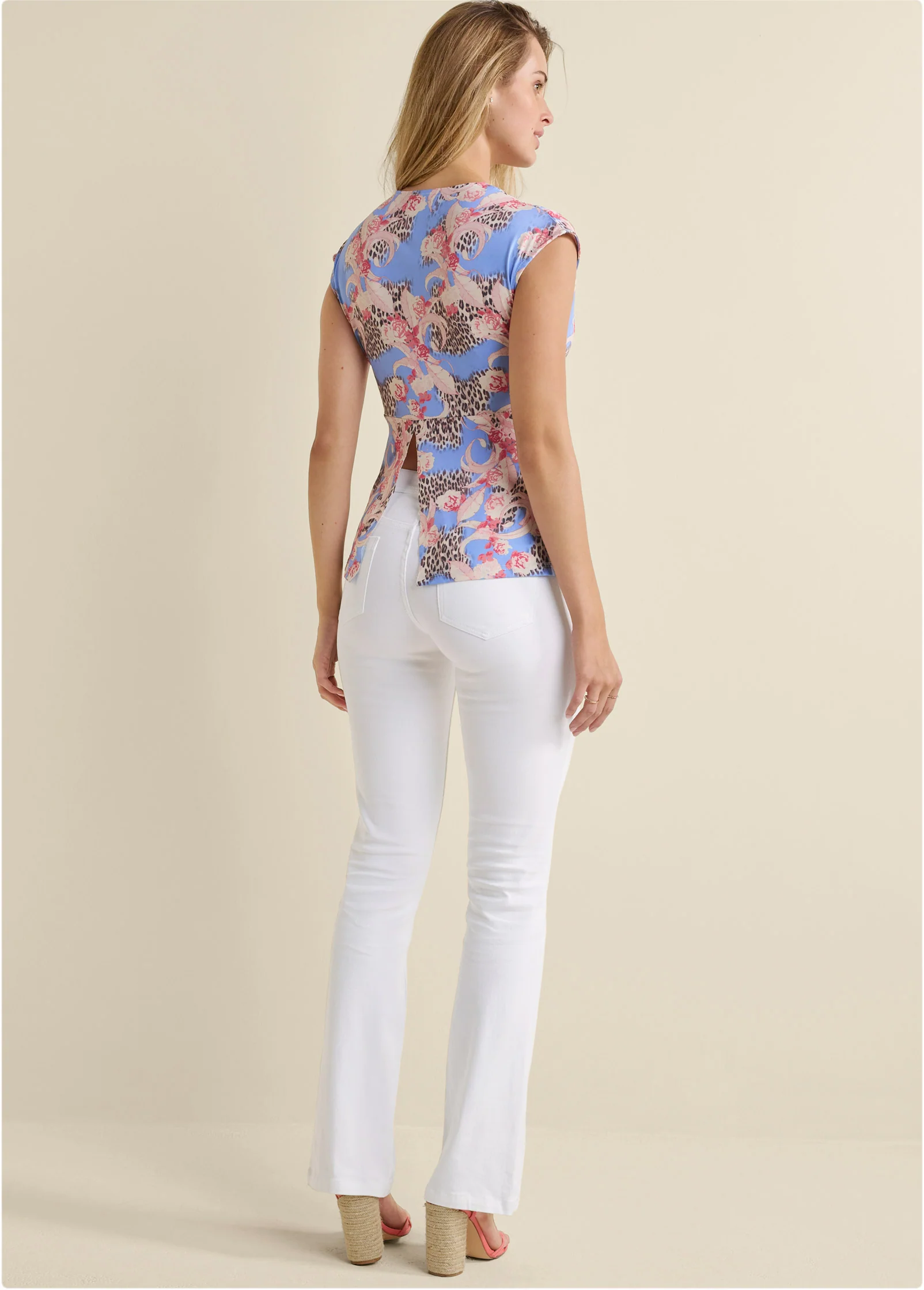 Embellished printed top  - Pink Multi