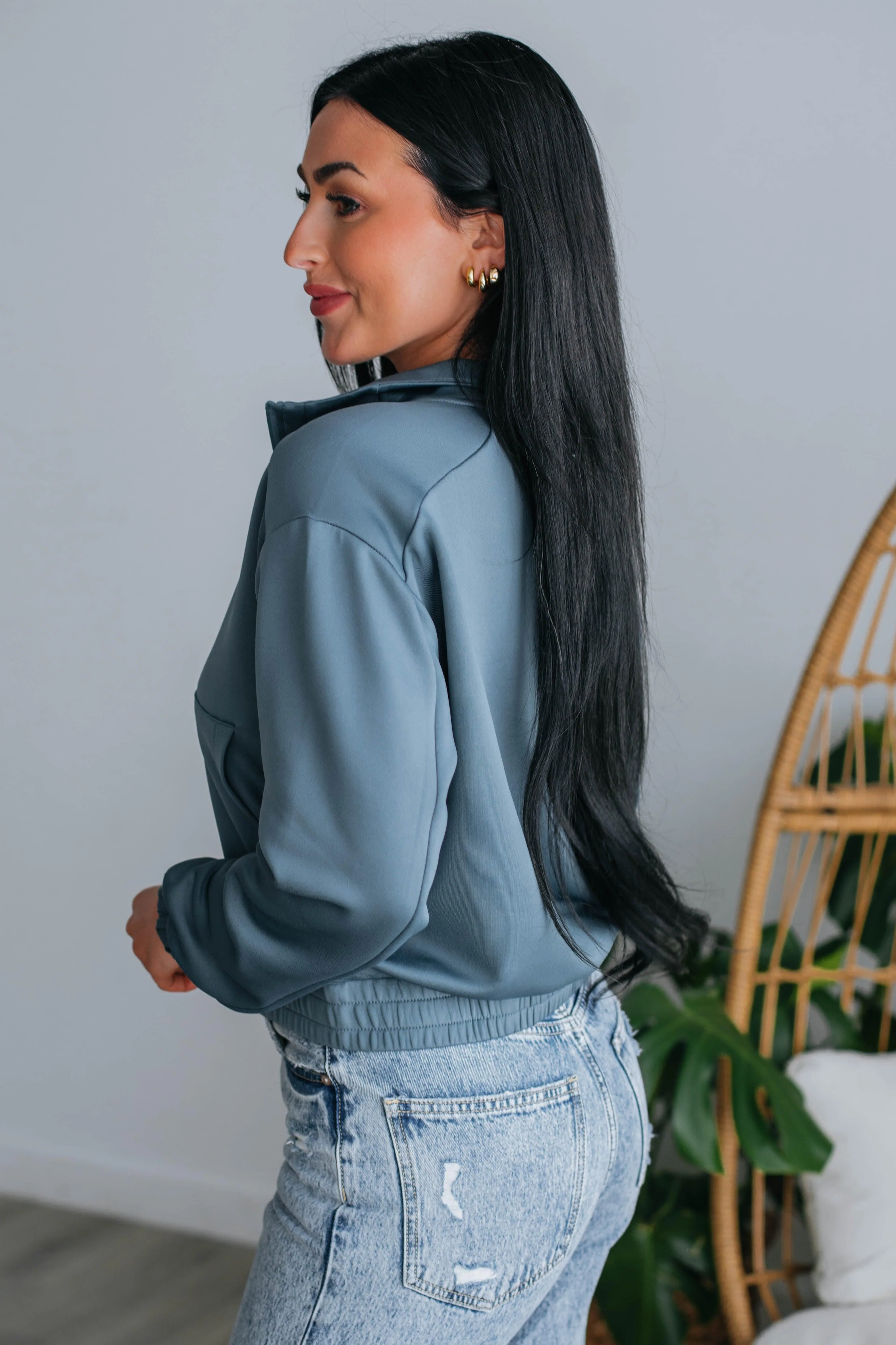 Jules Zip-Up Jacket - Slate Blue