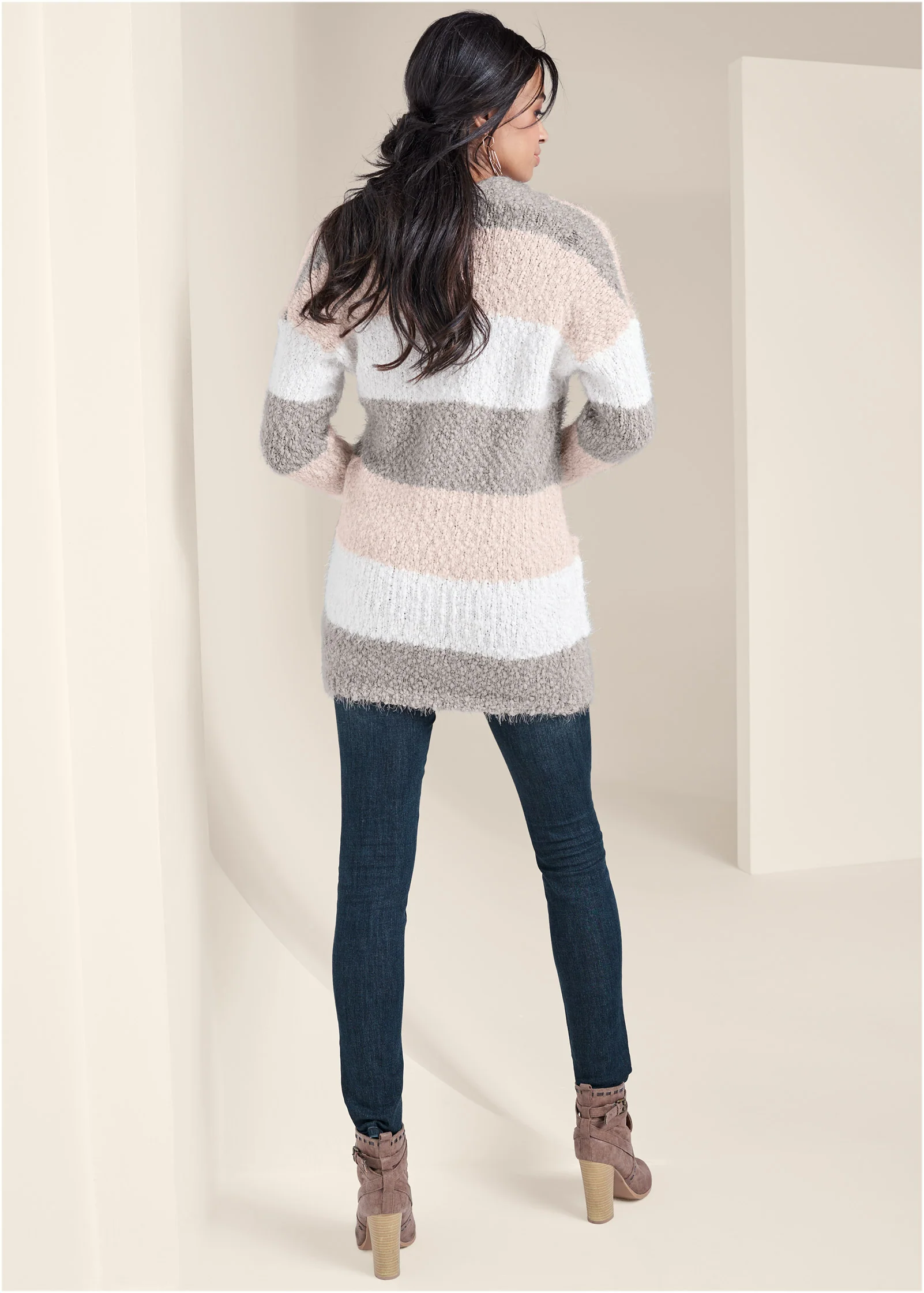 Cozy striped cardigan - Blush Multi