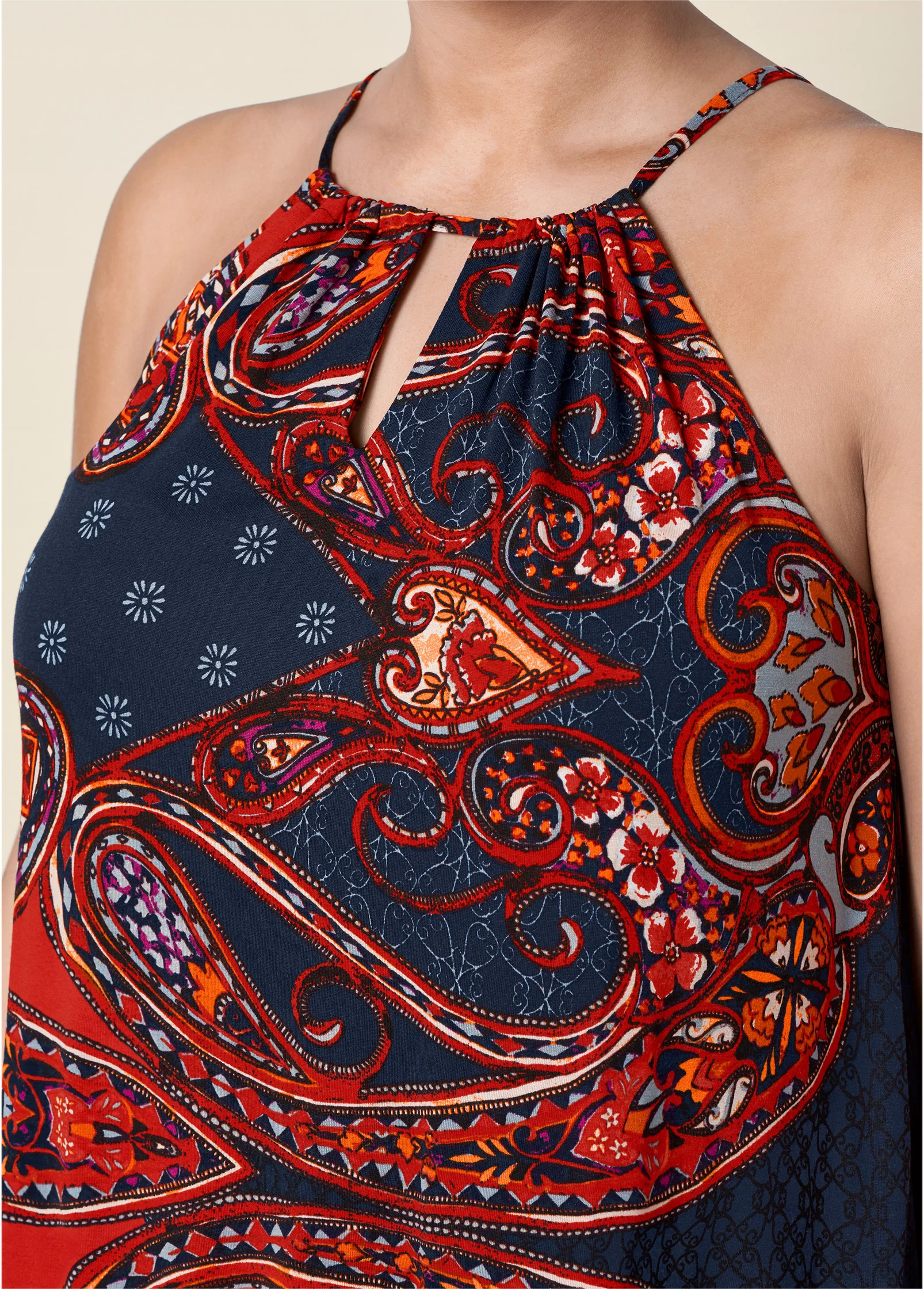 Paisley printed tank - Navy Multi
