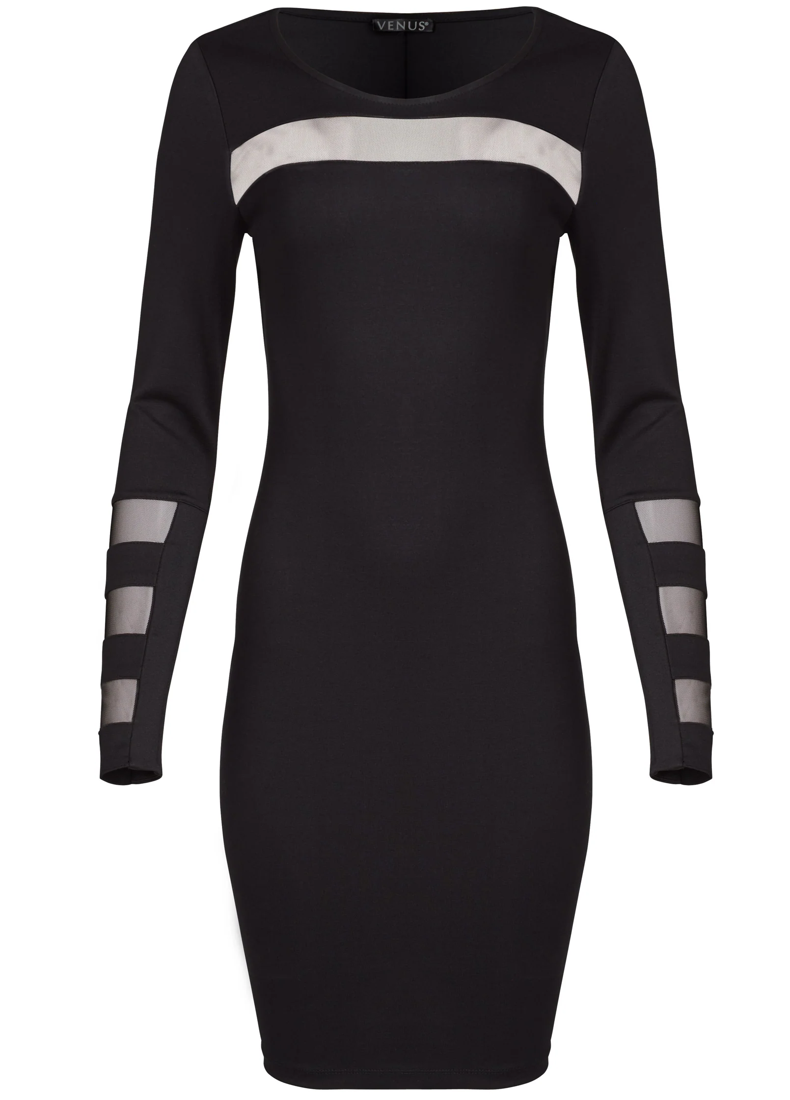 Mesh detail bodycon dress - Black