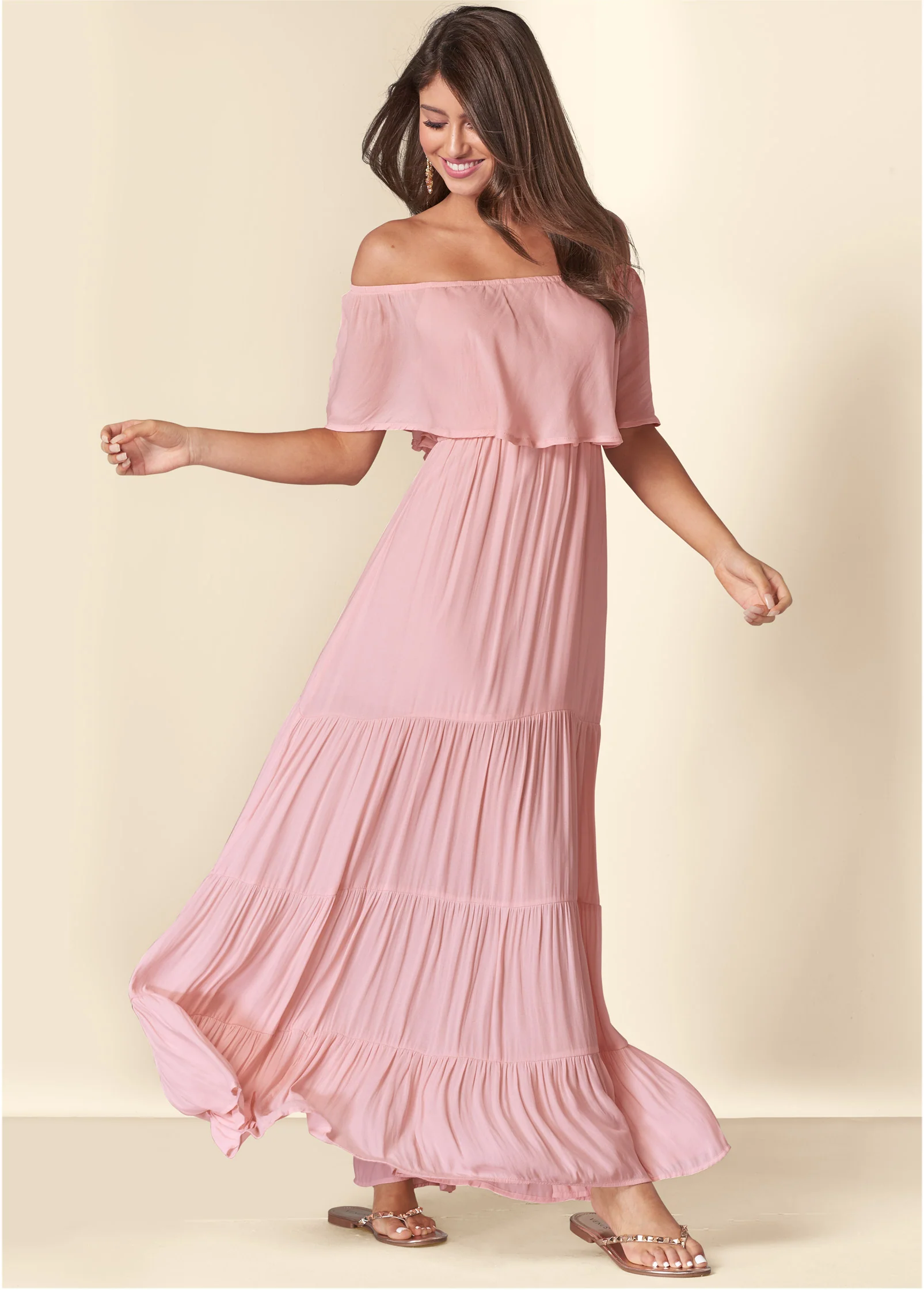 Tiered maxi dress - Blush
