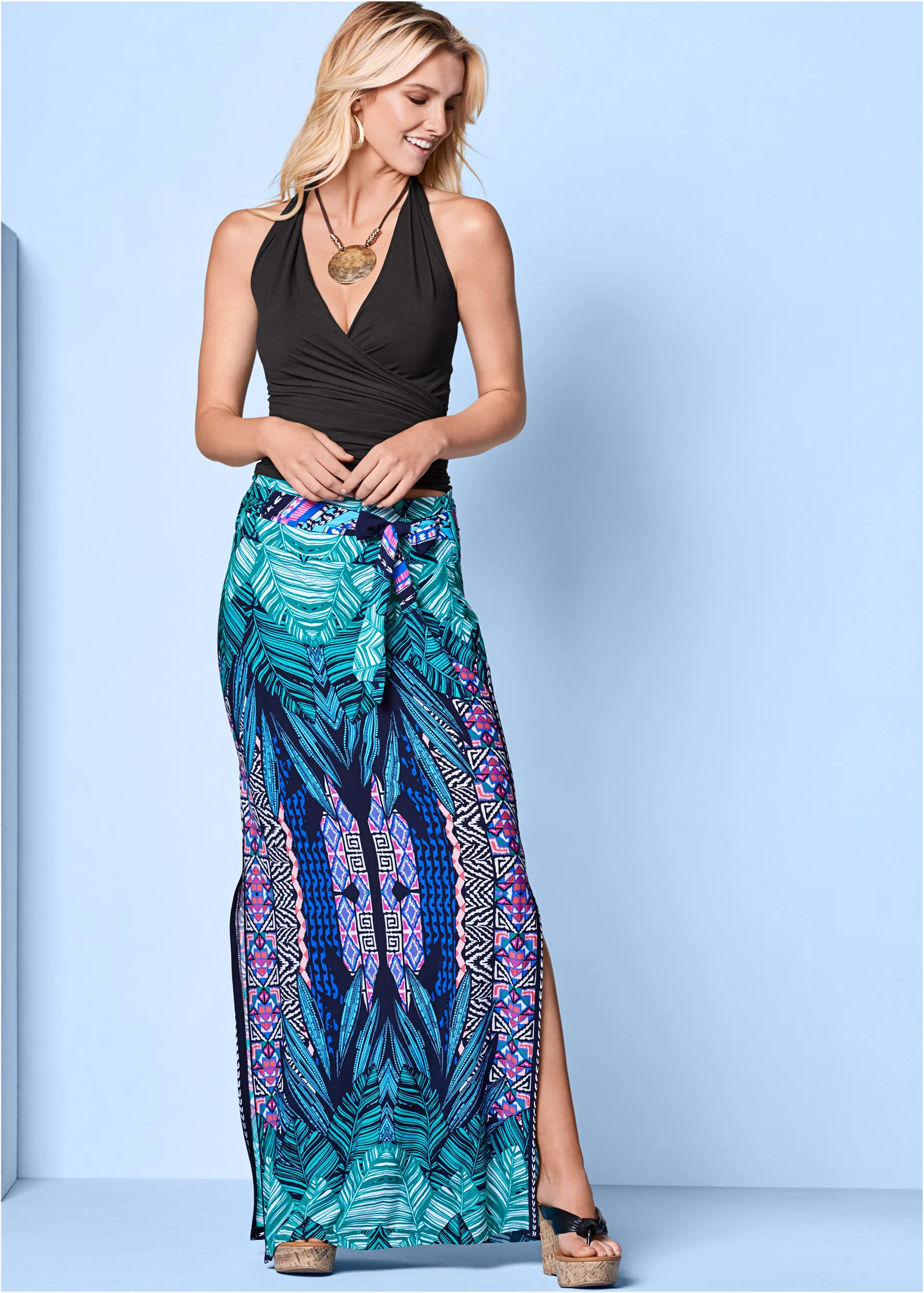 Surplice halter top - Black