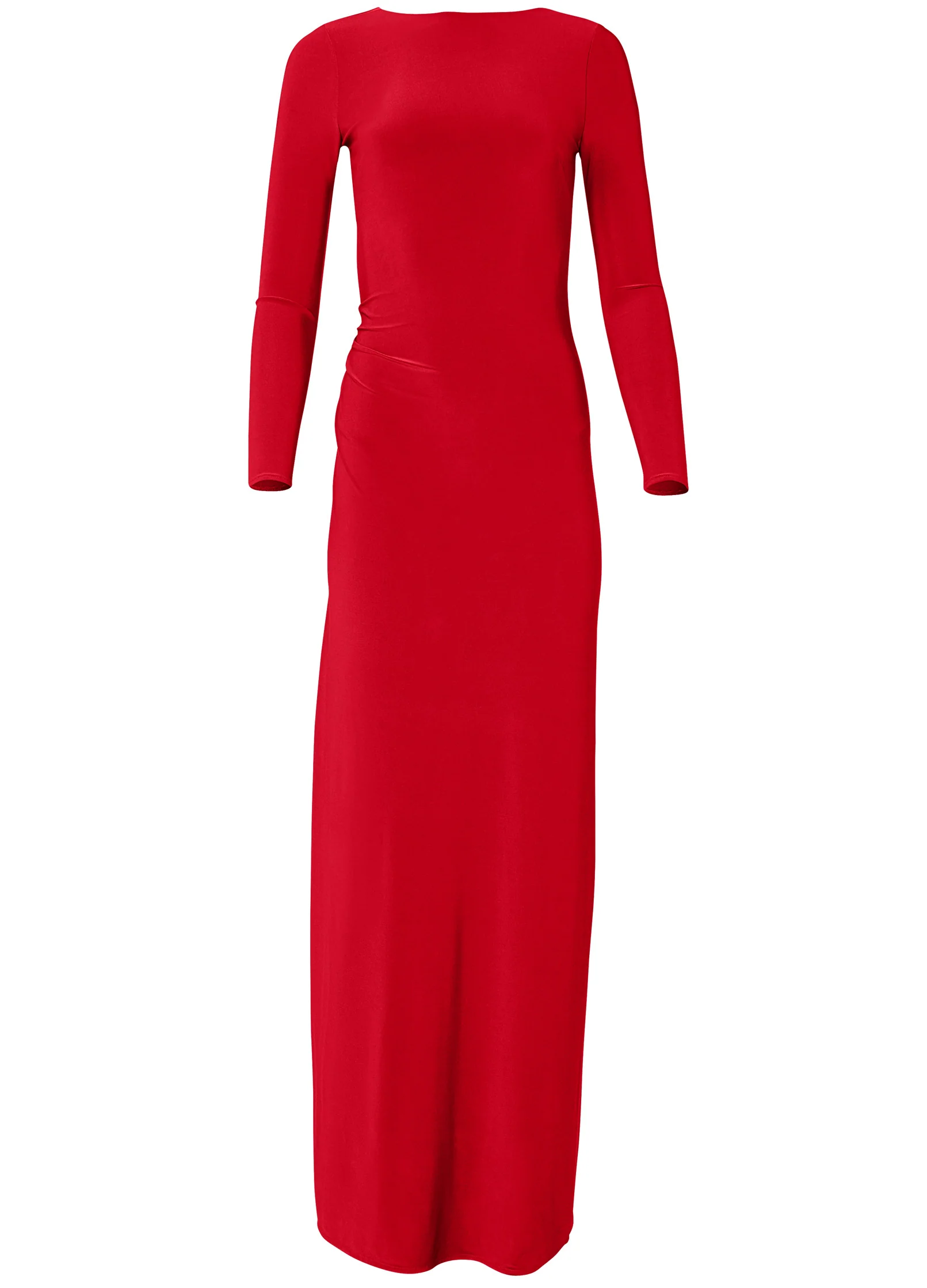 Plunging back long dress - Red