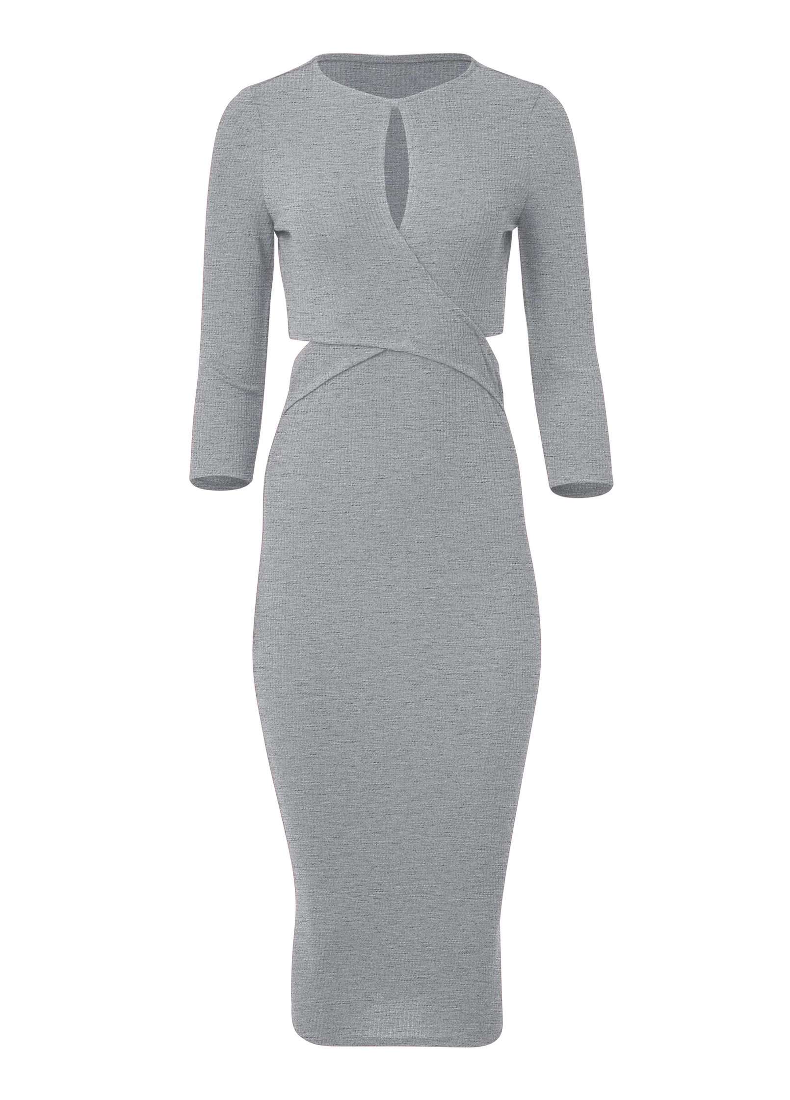 Cutout ribbed midi dress - Heather Grey