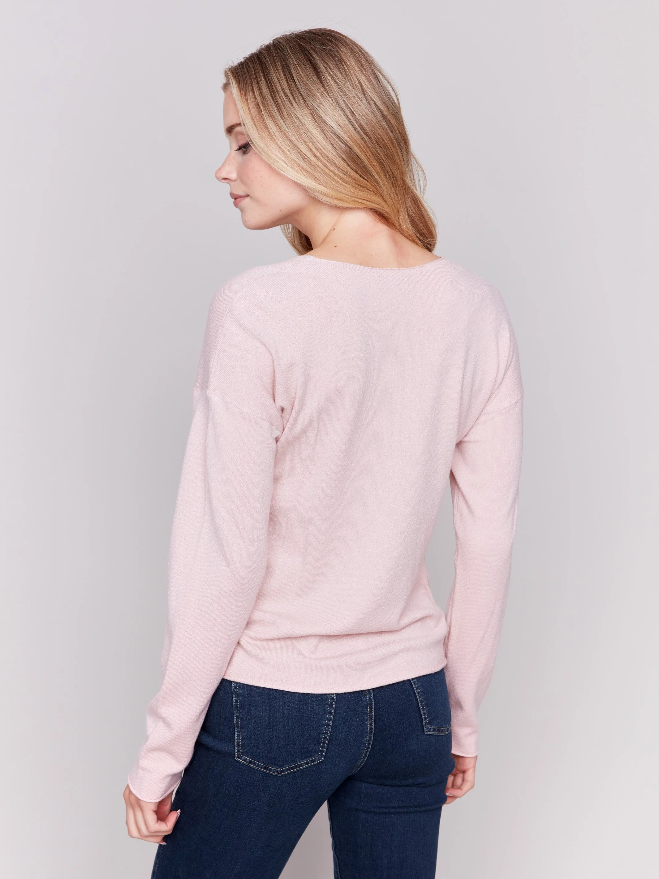 Sweater with Front Knot Detail -Quartz