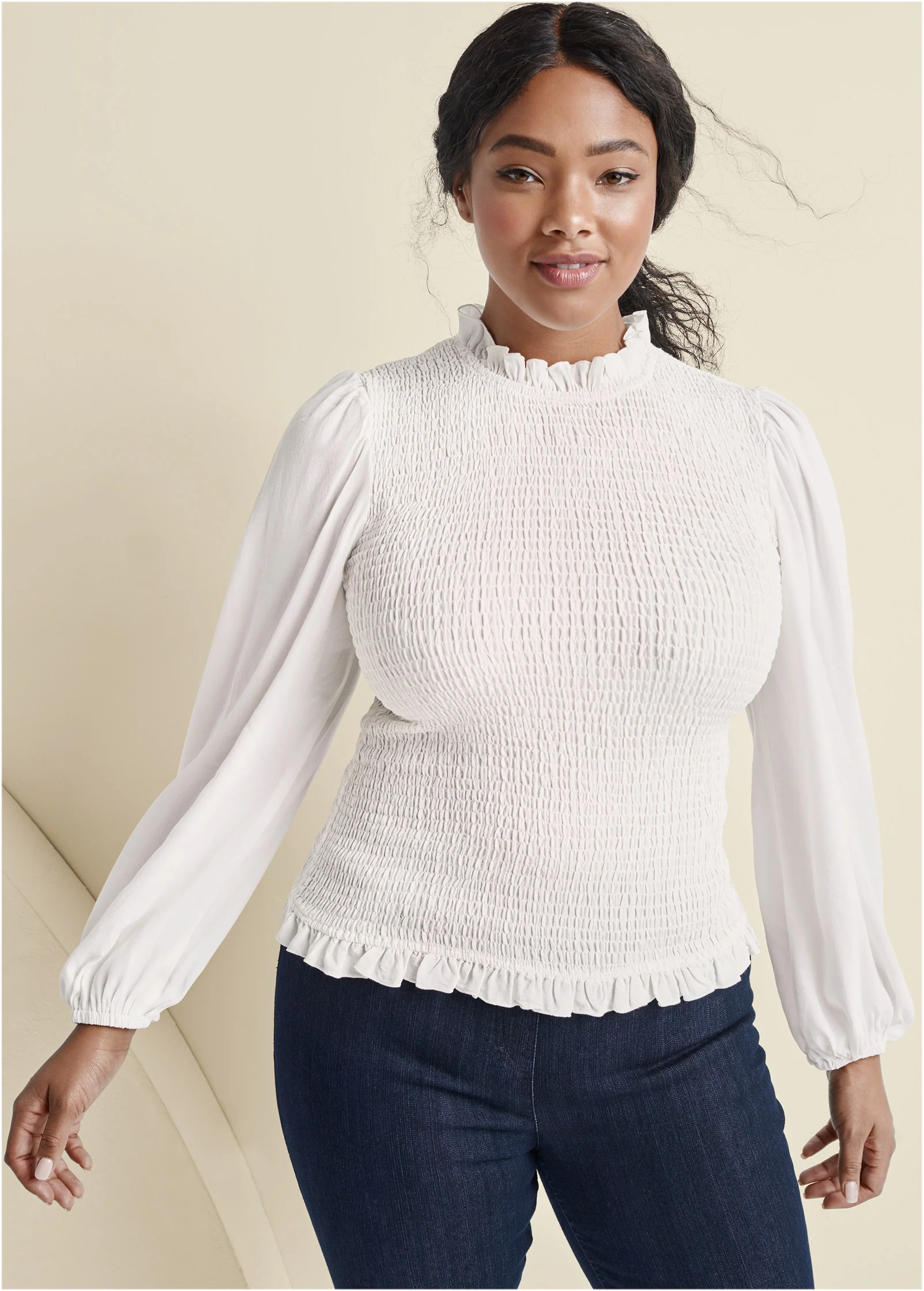 Balloon sleeve blouse - White