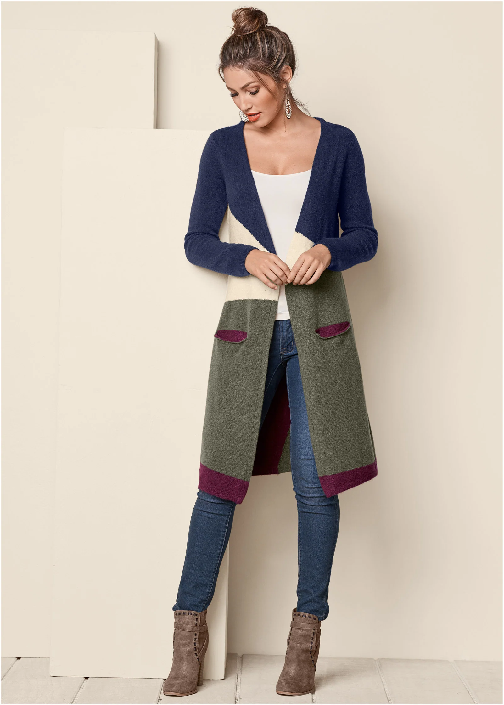Color block cardigan - Navy Multi