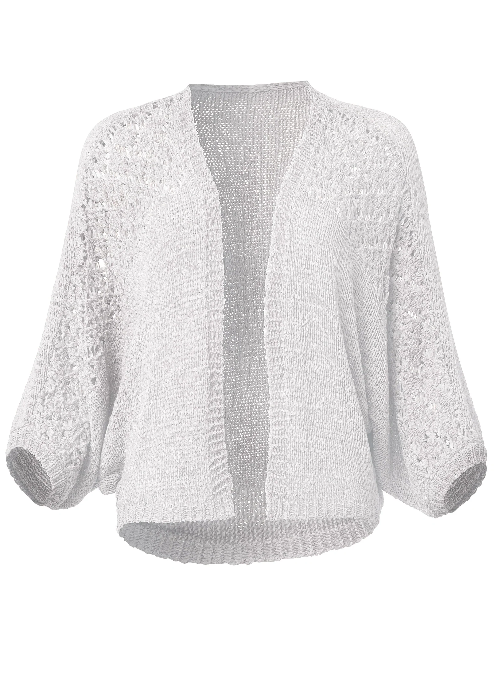 Open knit cocoon cardigan - White