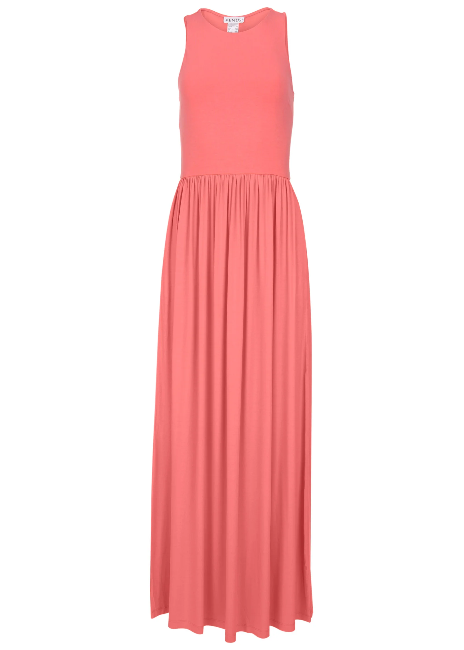 Maxi dress with pockets - Coral